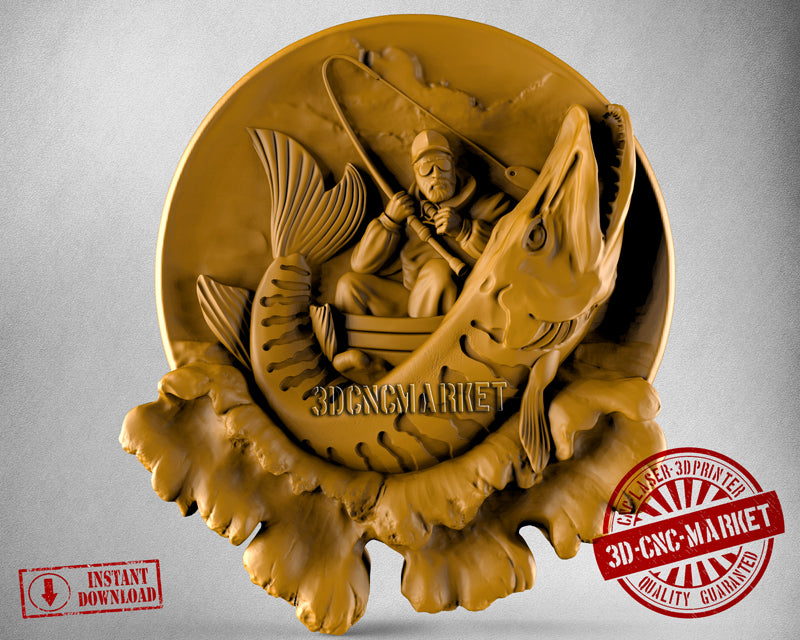 Fisherman and Shark, 3D STL Model