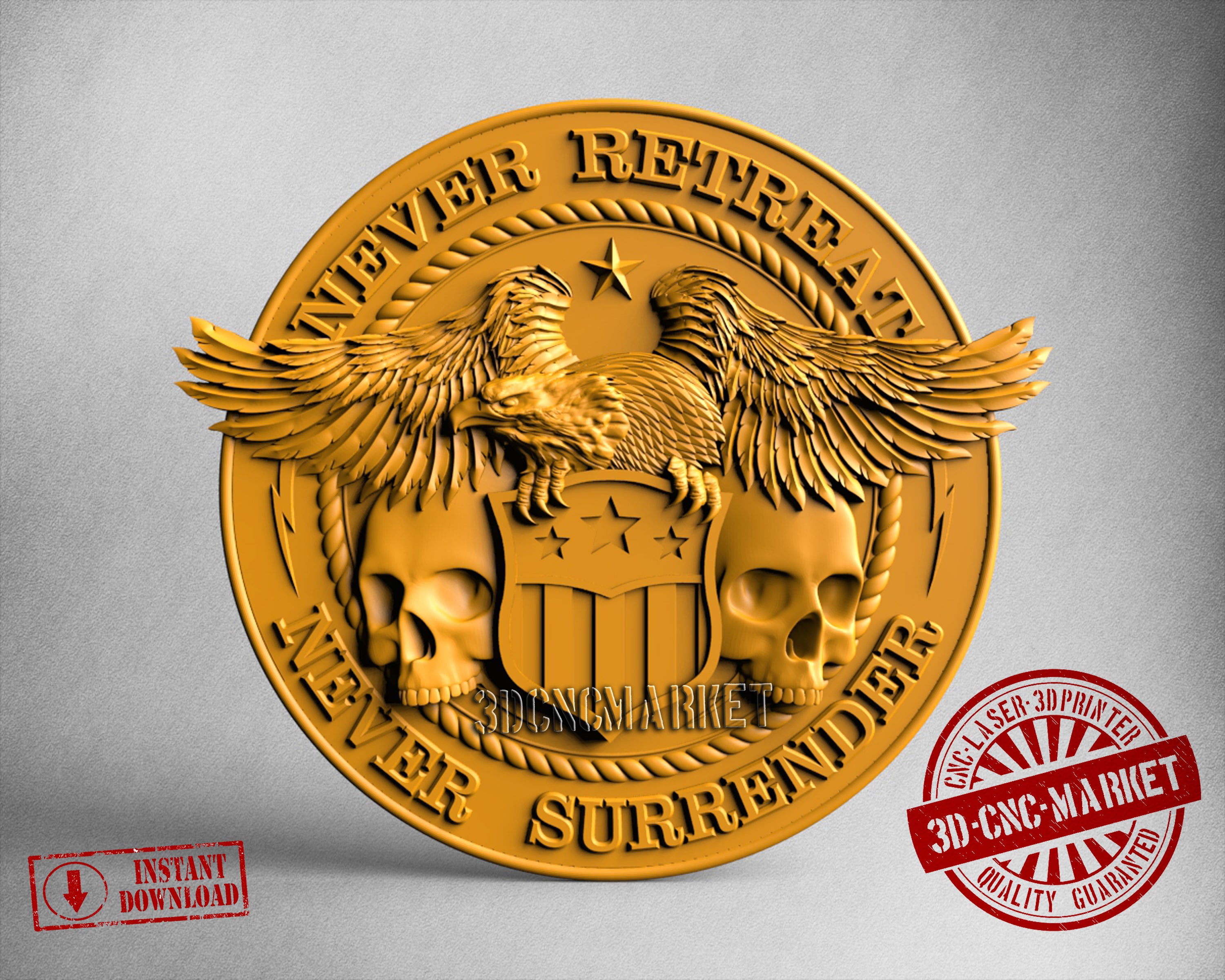 Never Retreat USA Eagle, 3D STL Model