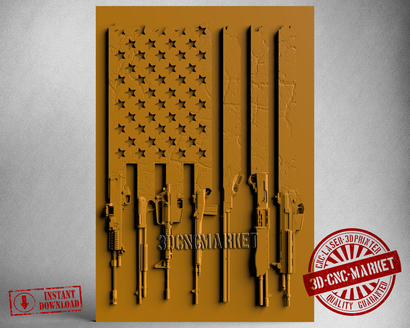 USA Flag Guns, 3D STL Model