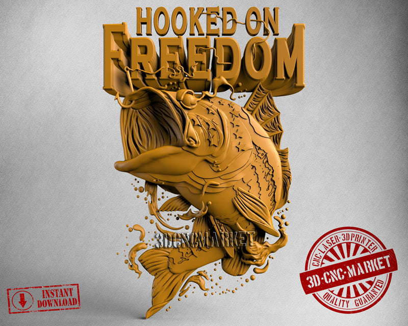 Fish Hooked on Freedom, 3D STL Model