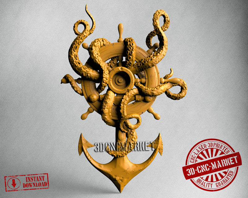 Octopus and Anchor, 3D STL Model