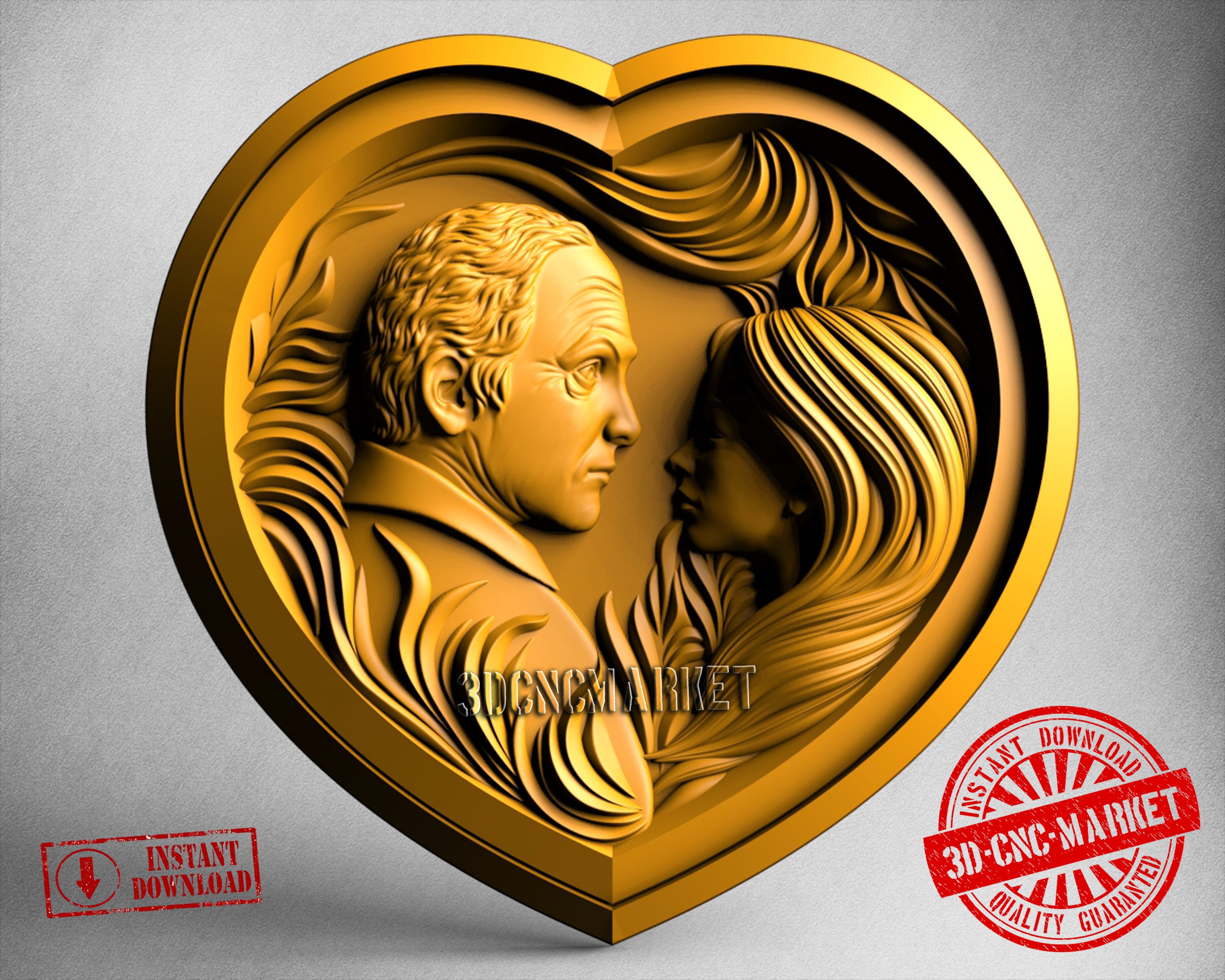 Heart Couple, 3D STL Model
