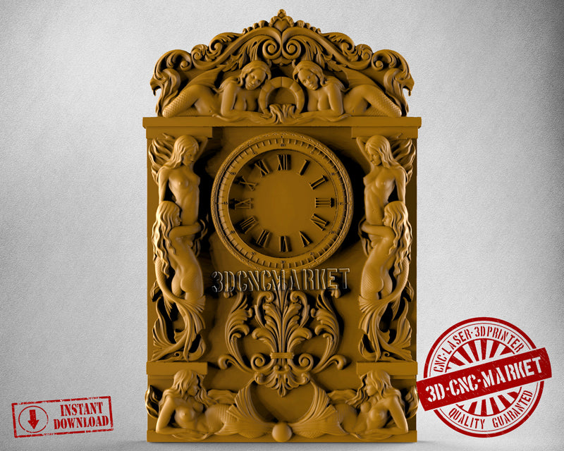 Mermaid Clock, 3D STL Model