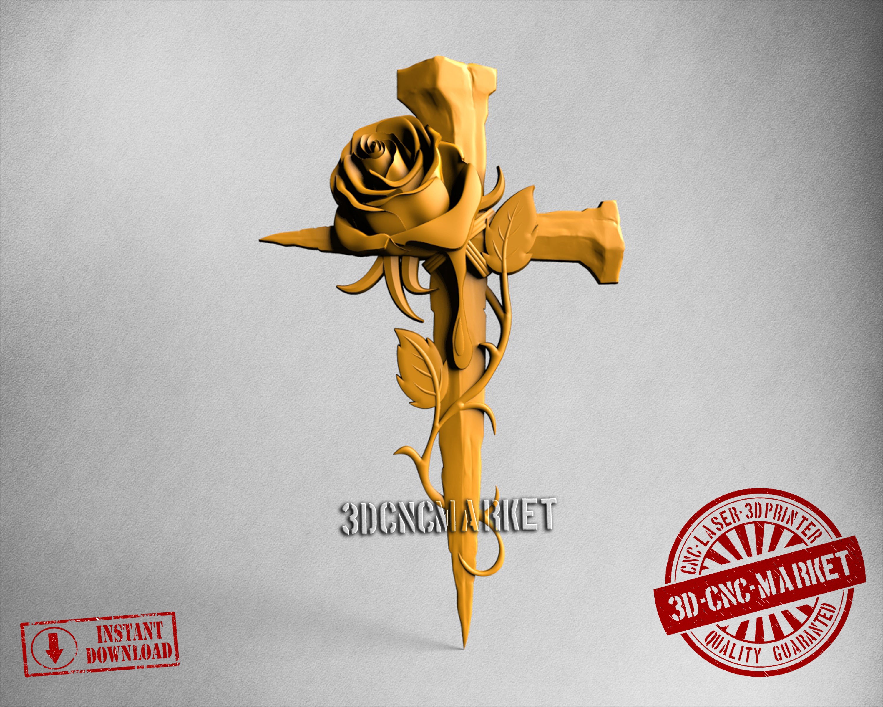 Cross Rose, 3D STL Model