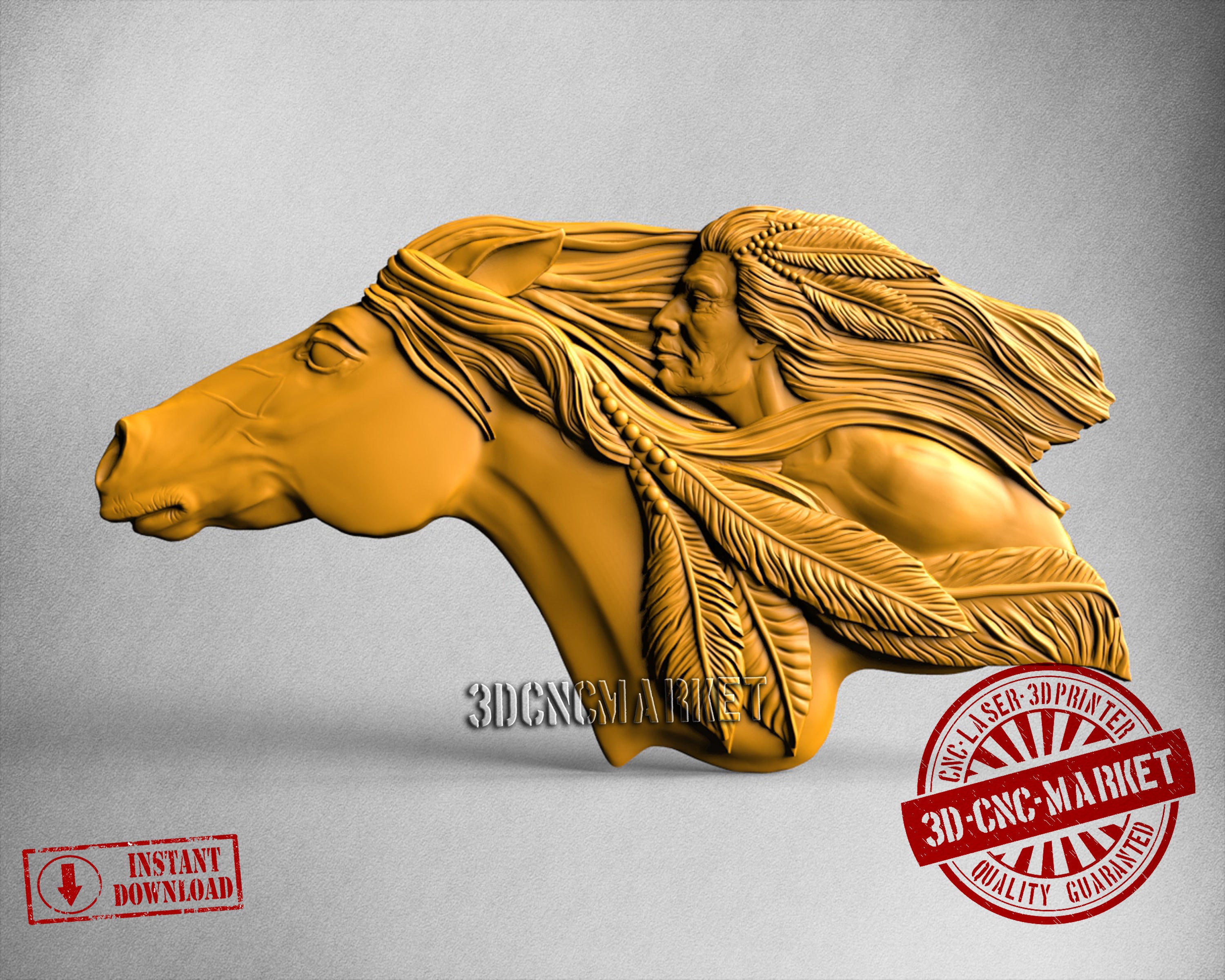 Horse and Indian Man, 3D STL Model