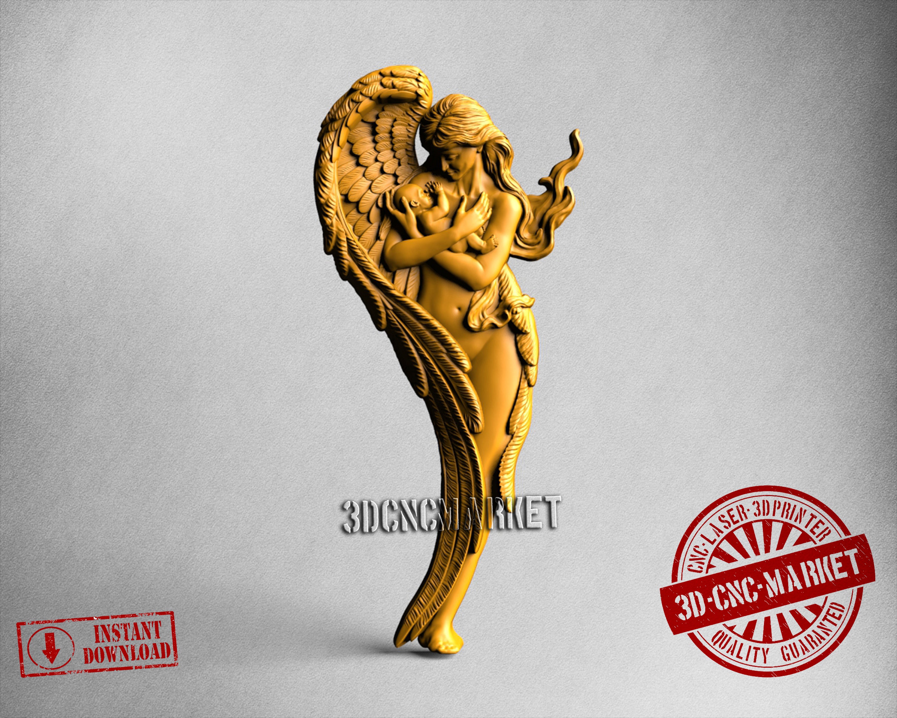 Angel Mother and Baby, 3D STL Model