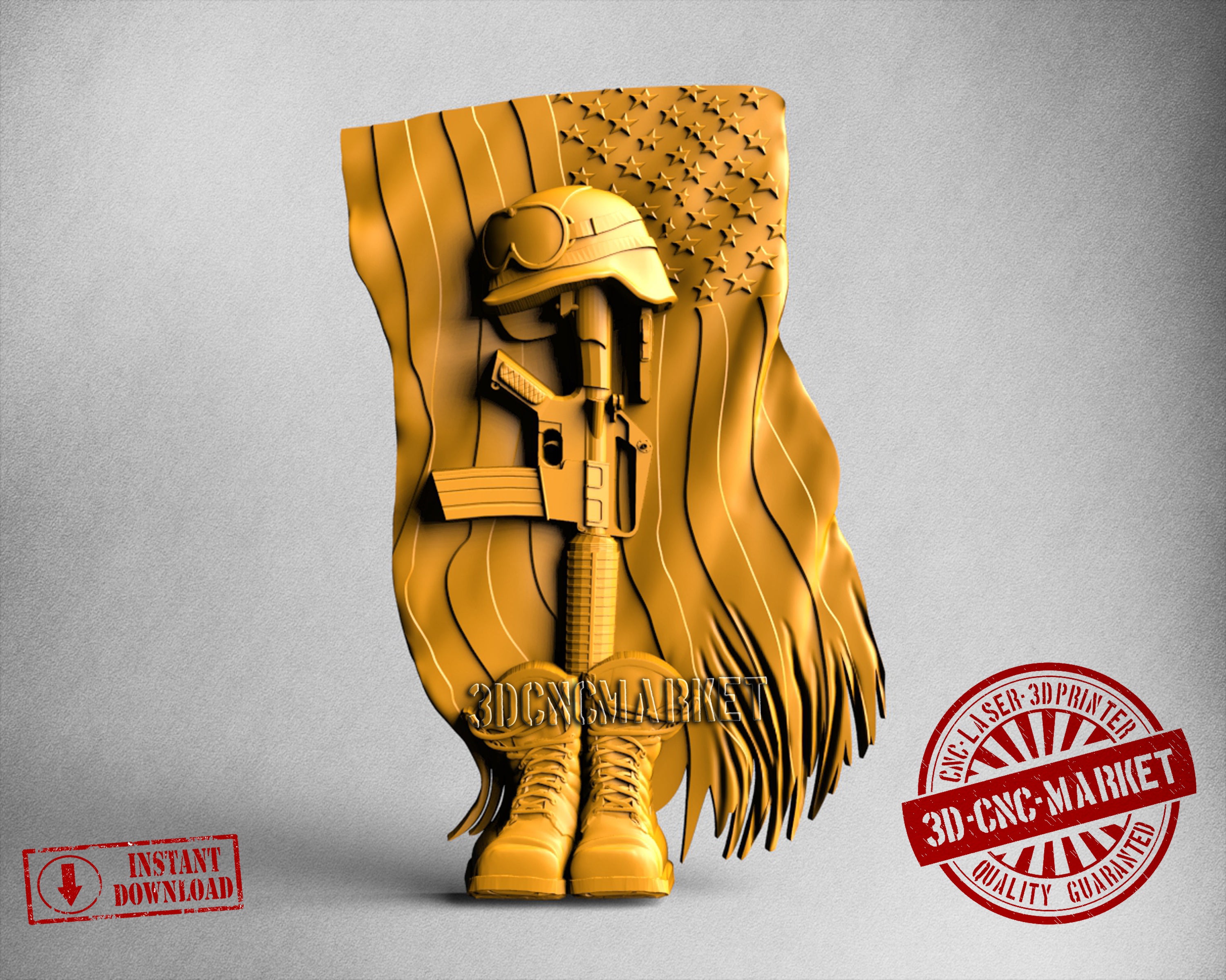 USA Fallen Flag, 3D STL Model