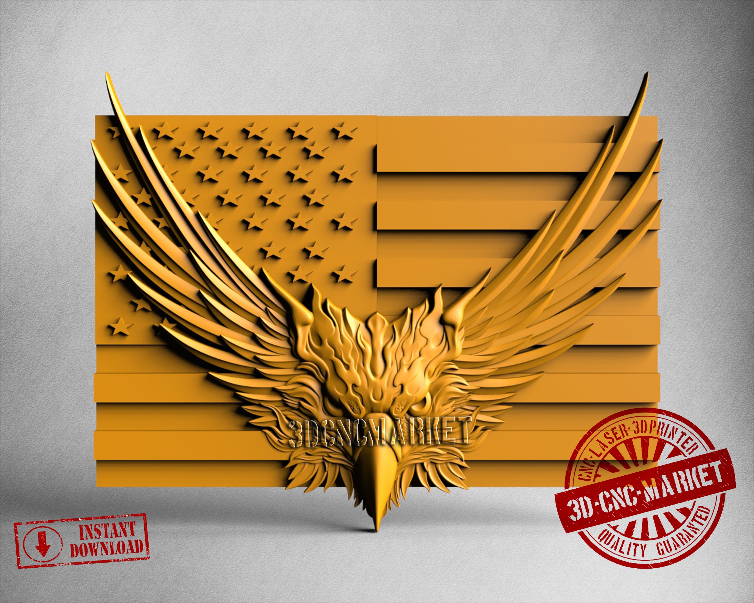 USA Flag Eagle, 3D STL Model