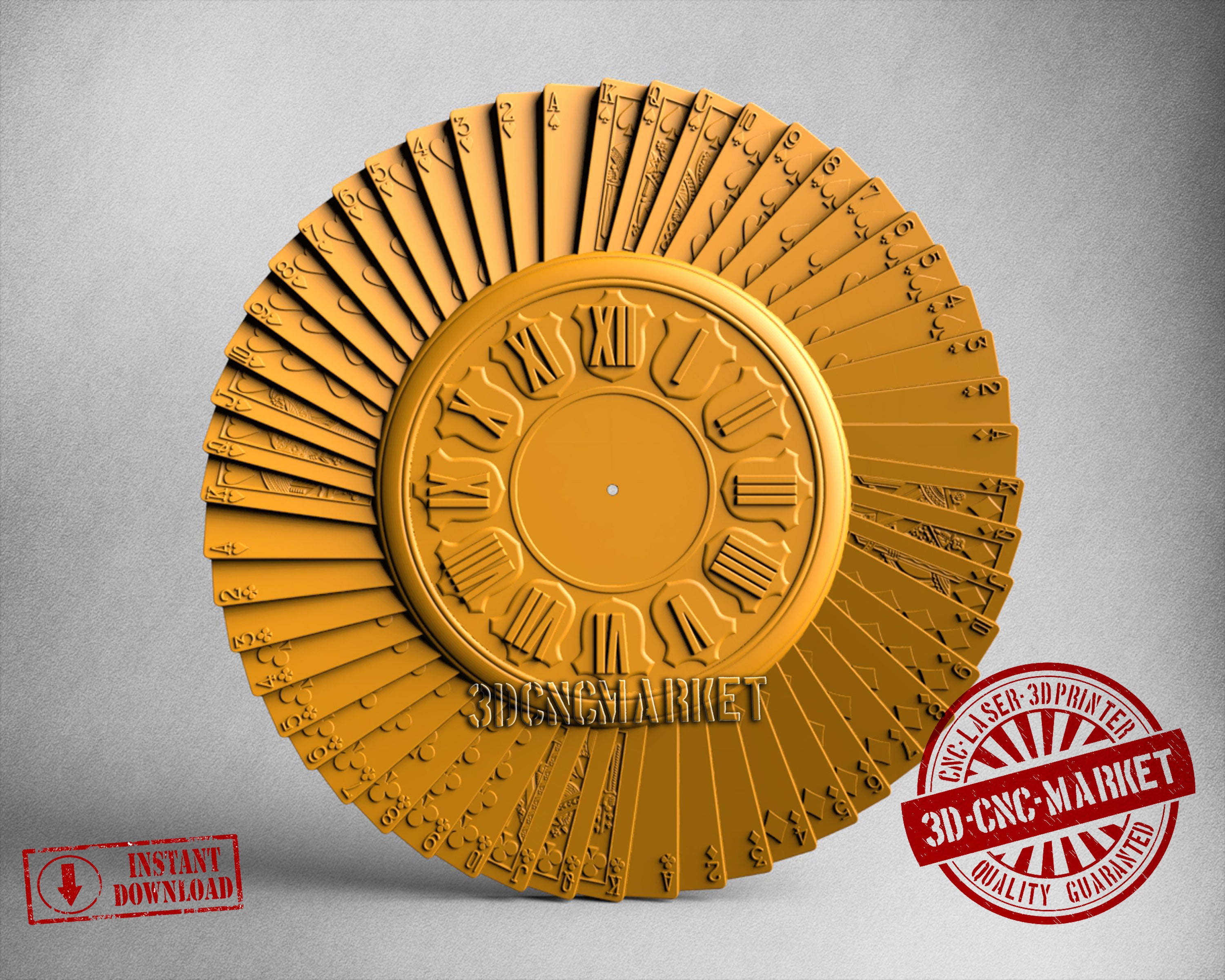 Ace of Spades Clock, 3D STL Model 3D STL Model