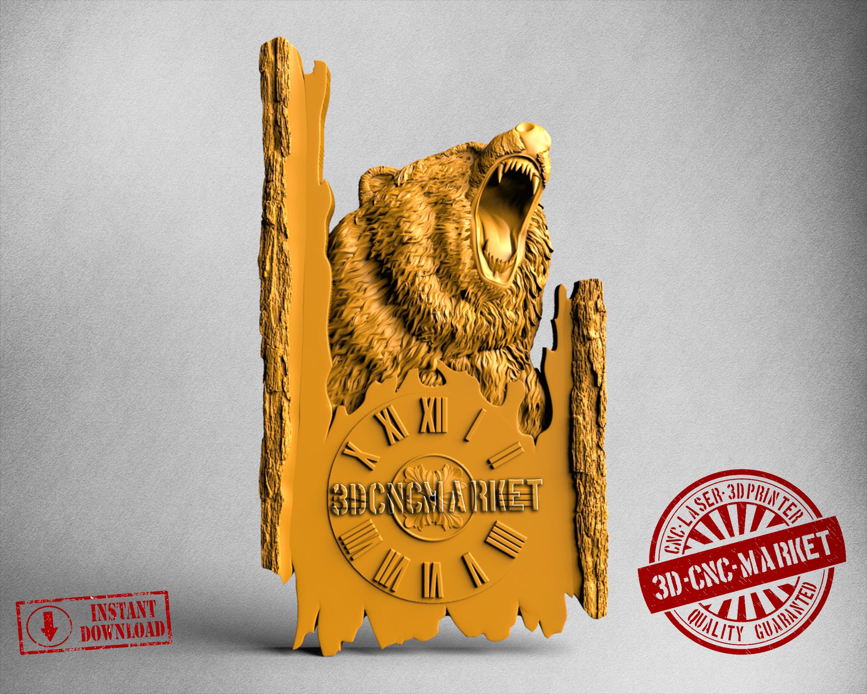 Bear Clock, 3D STL Model