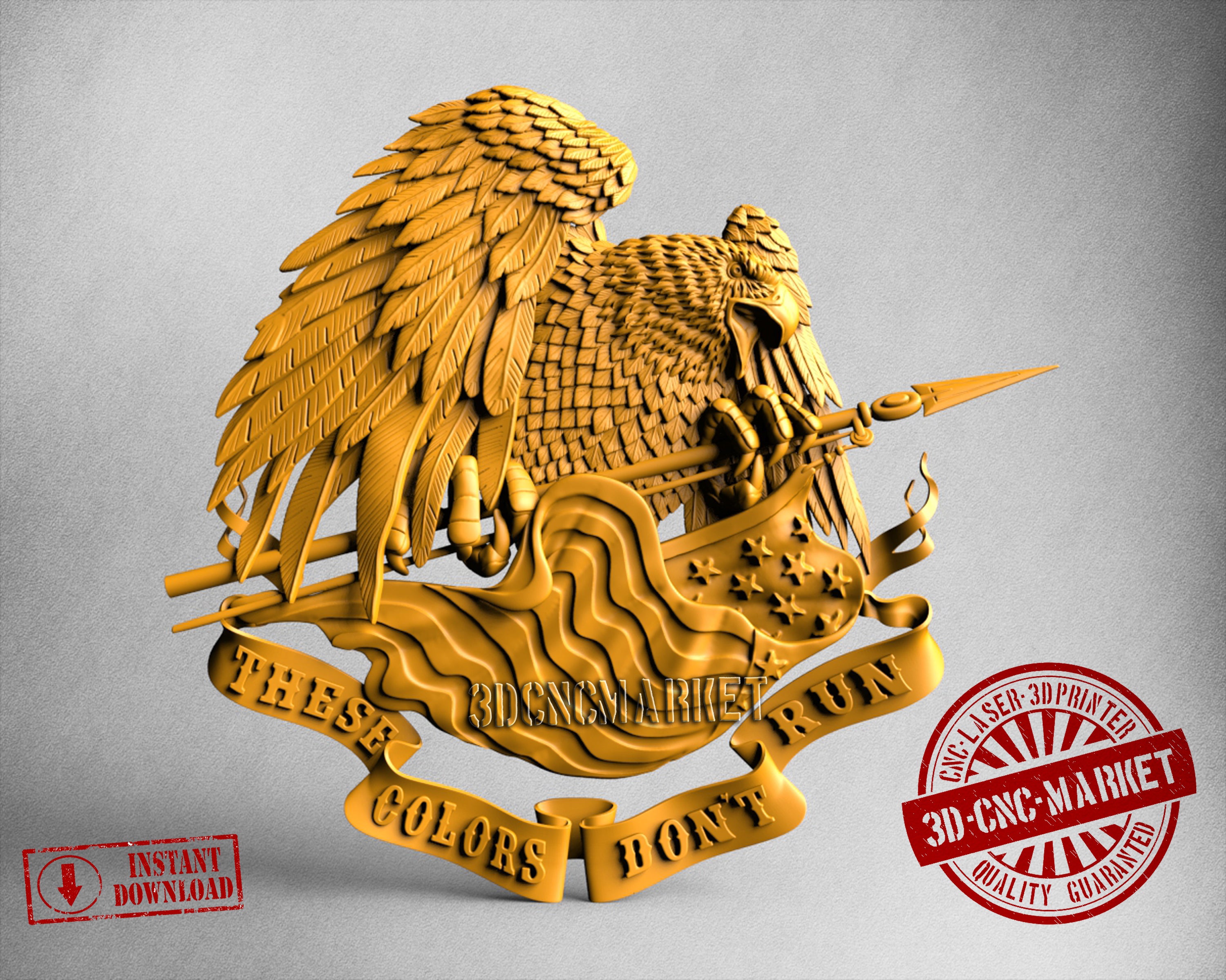 Eagle Usa Flag, 3D STL Model