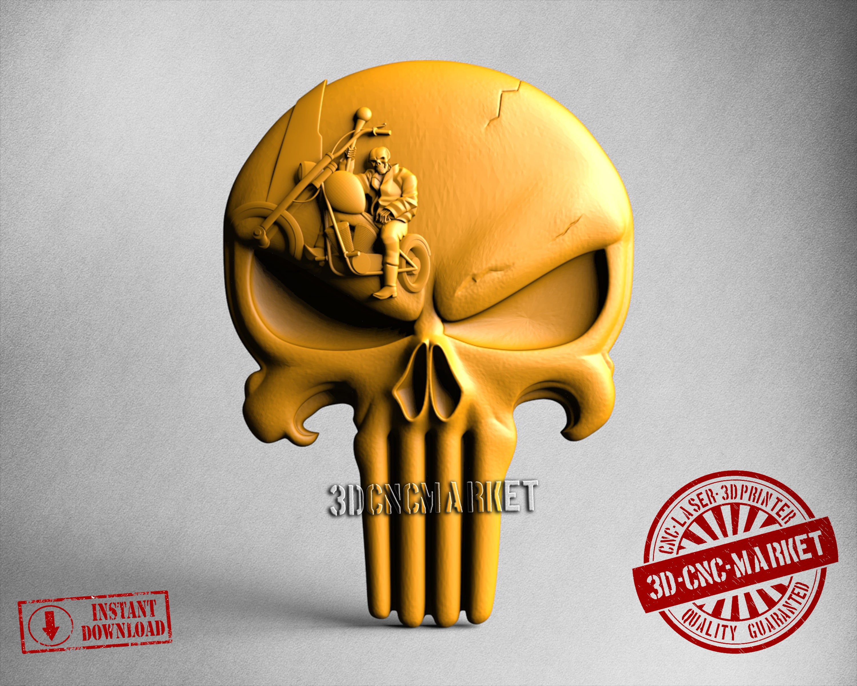 Biker Skull, 3D STL Model