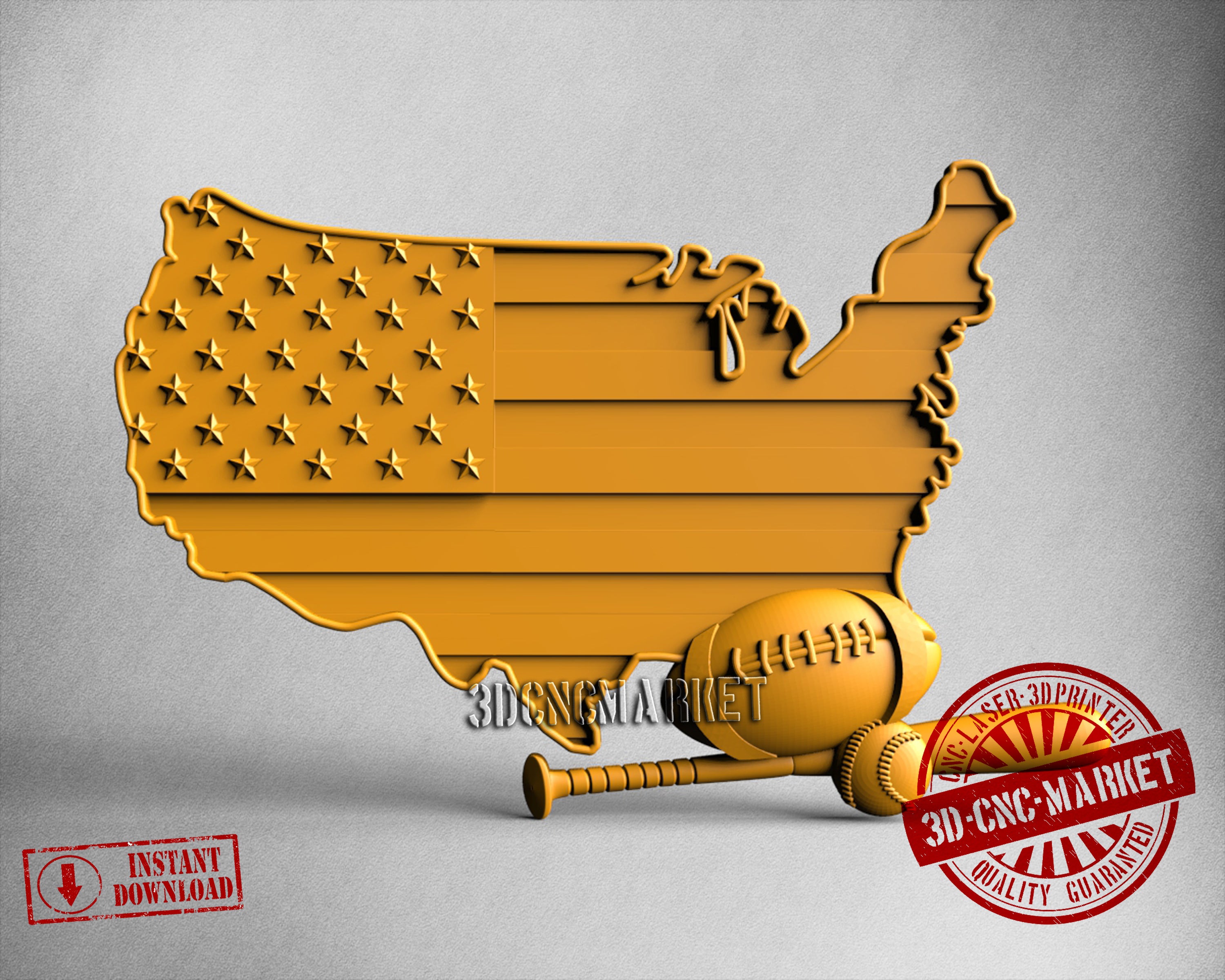 USA Baseball 3D STL Model