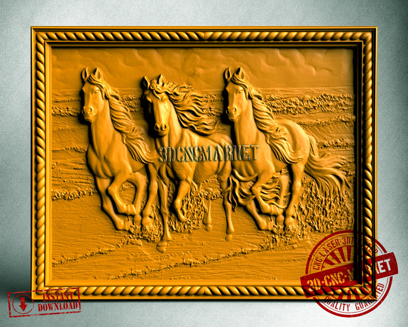 Running Horses, 3D STL Model