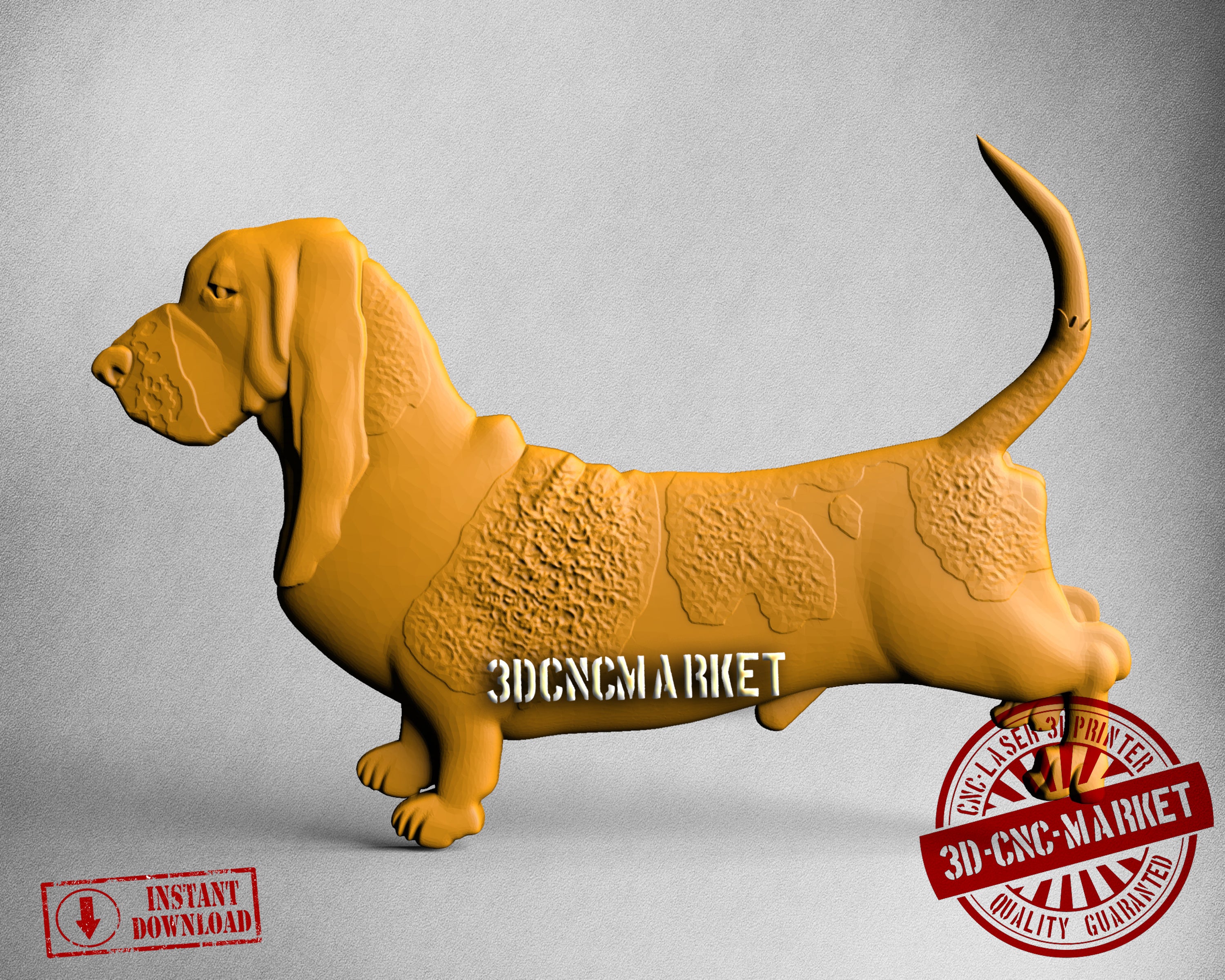 Basset Dog, 3D STL Model