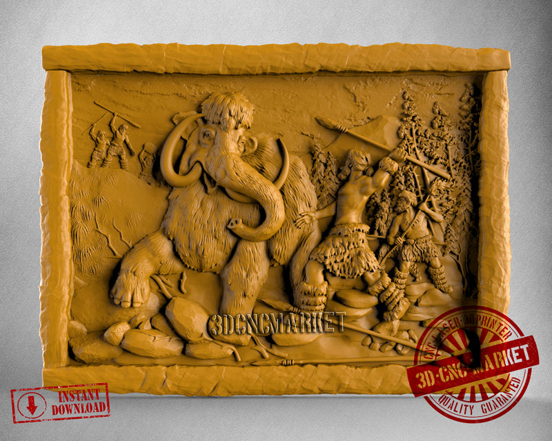 Hunting Mammoth, 3D STL Model