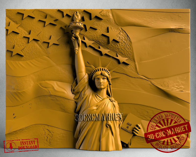 Liberty and Flag, 3D STL Model