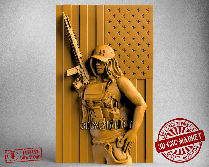 USA Soldier Women, 3D STL Model