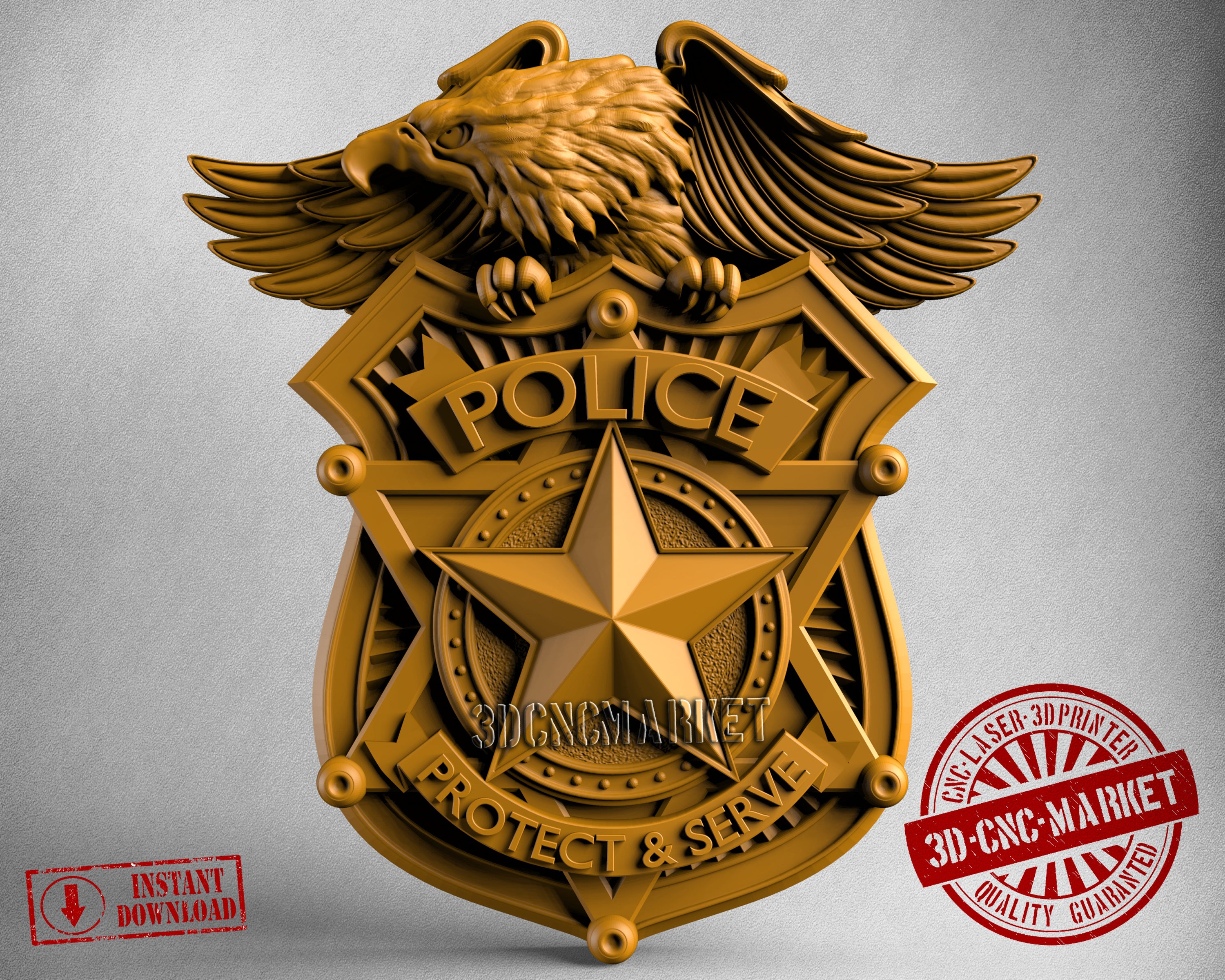 Police Badge, 3D STL Model