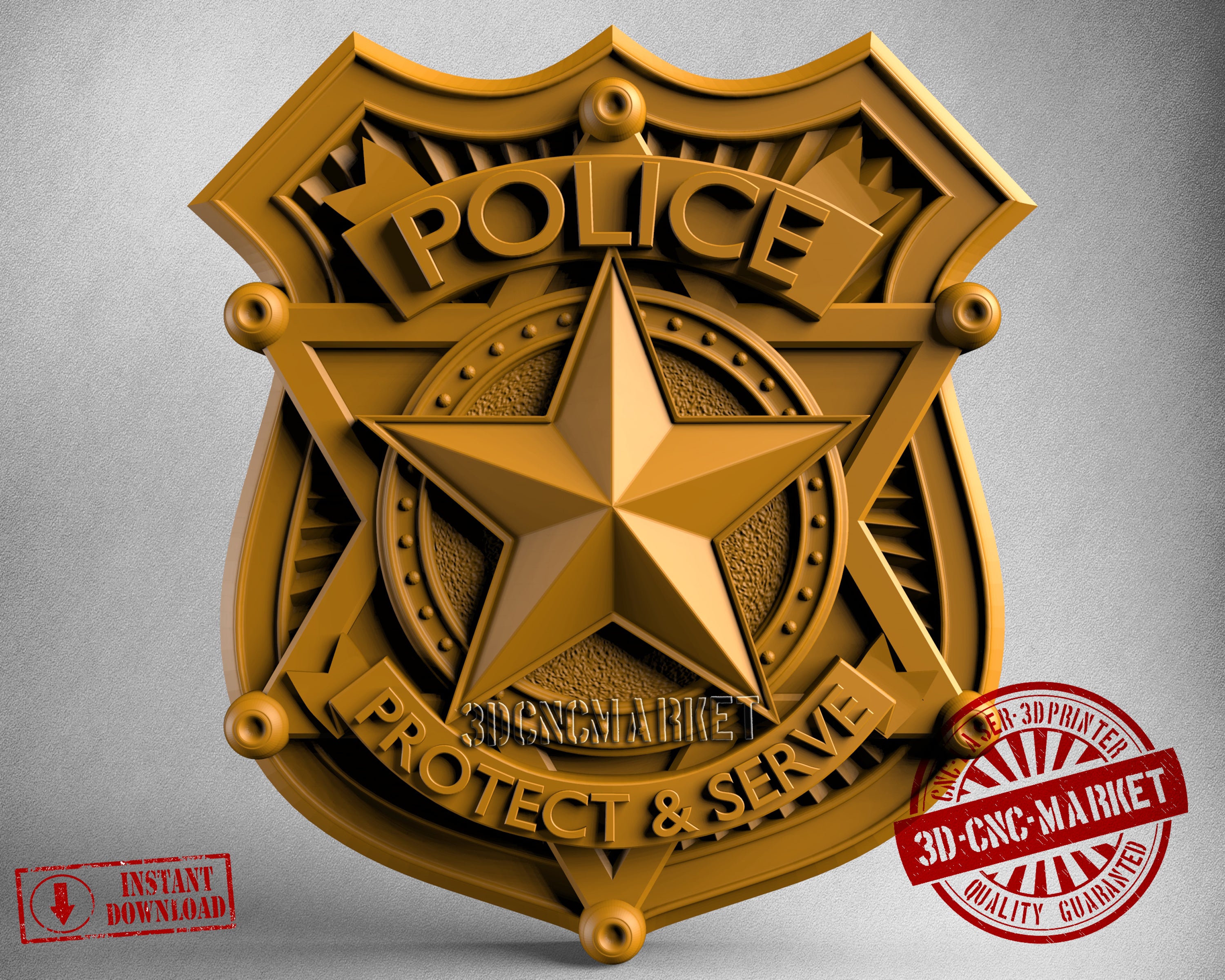 Police Badge, 3D STL Model
