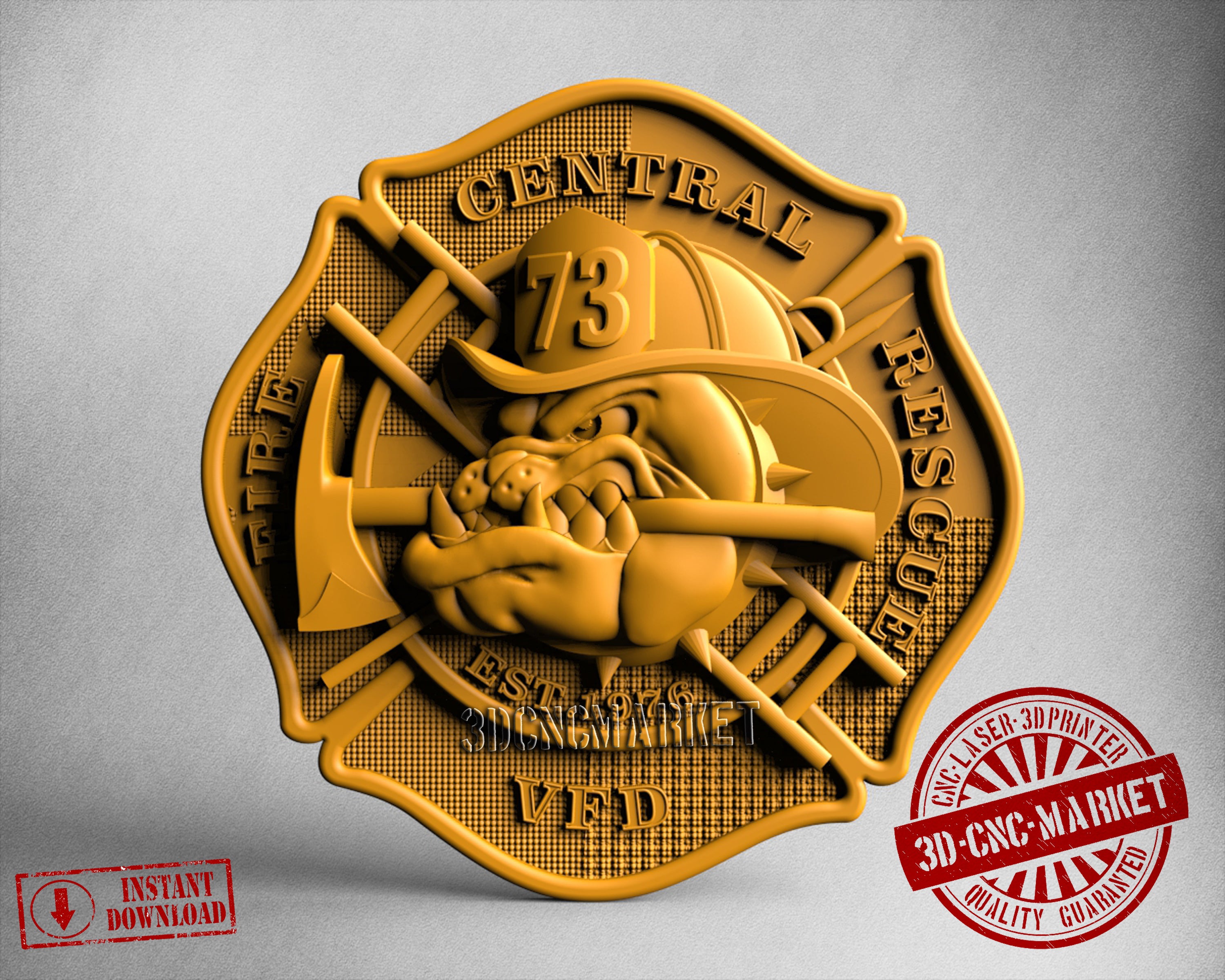 Bulldog Fireman, 3D STL Model