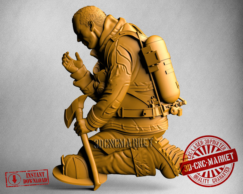 Fireman Pray, 3D STL Model