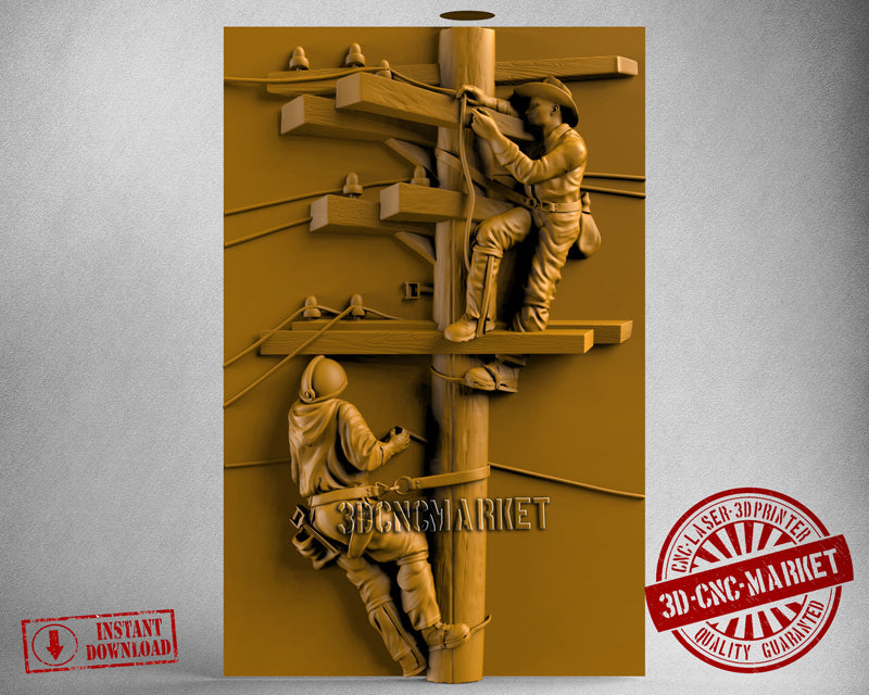Two Linemans, 3D STL Model