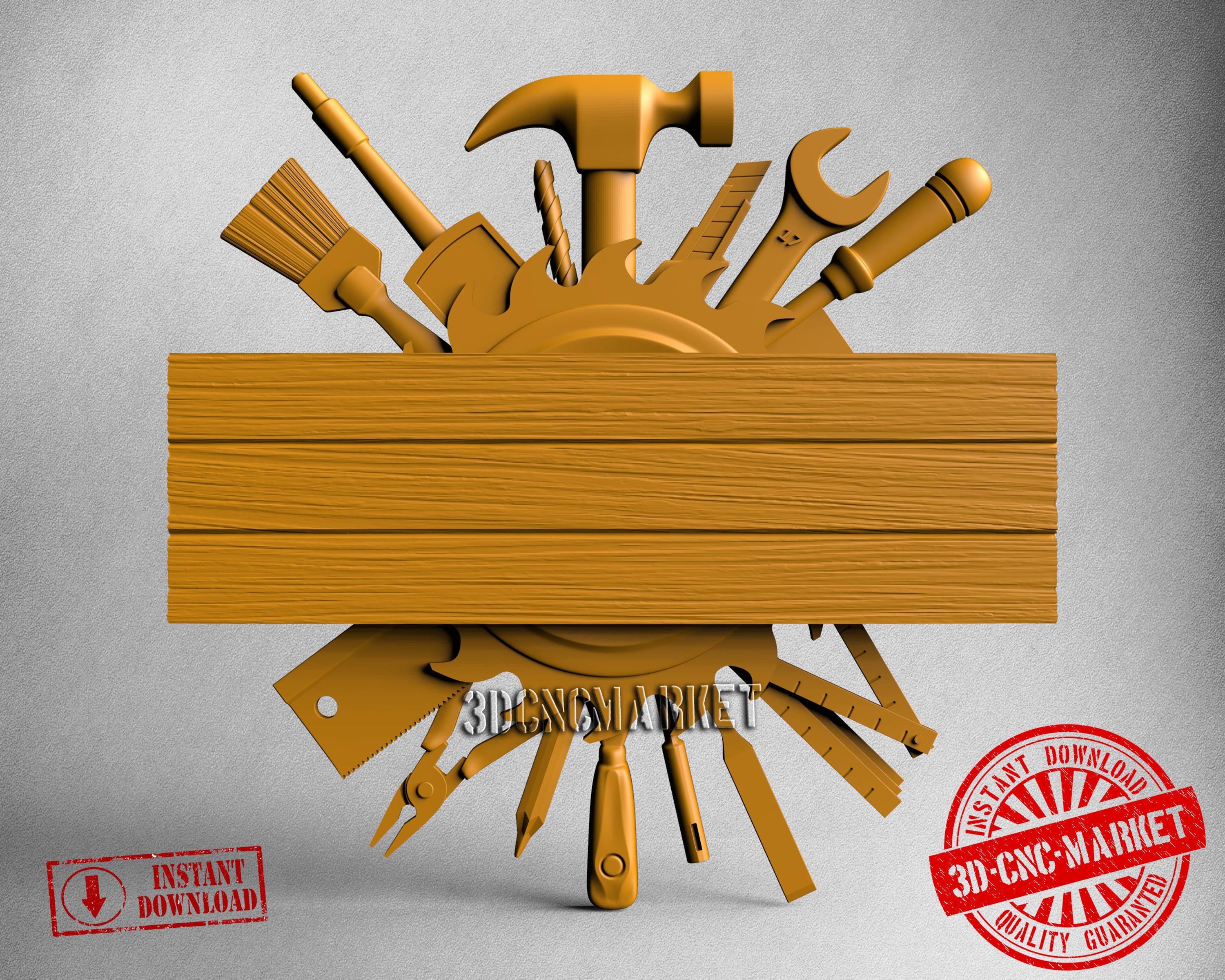 Workshop Shield with Tools, 3D STL Model