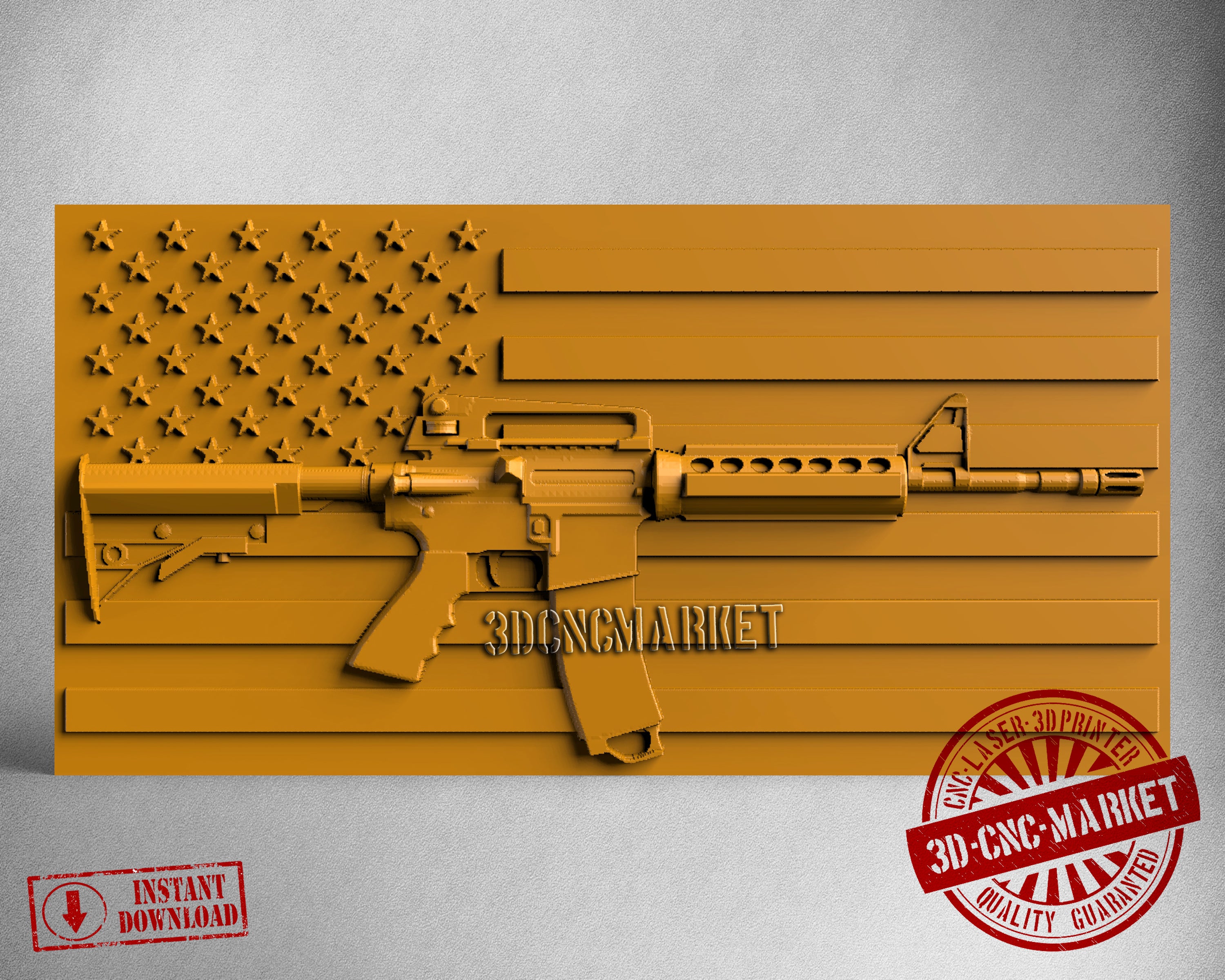 USA Flag Gun, 3D STL Model