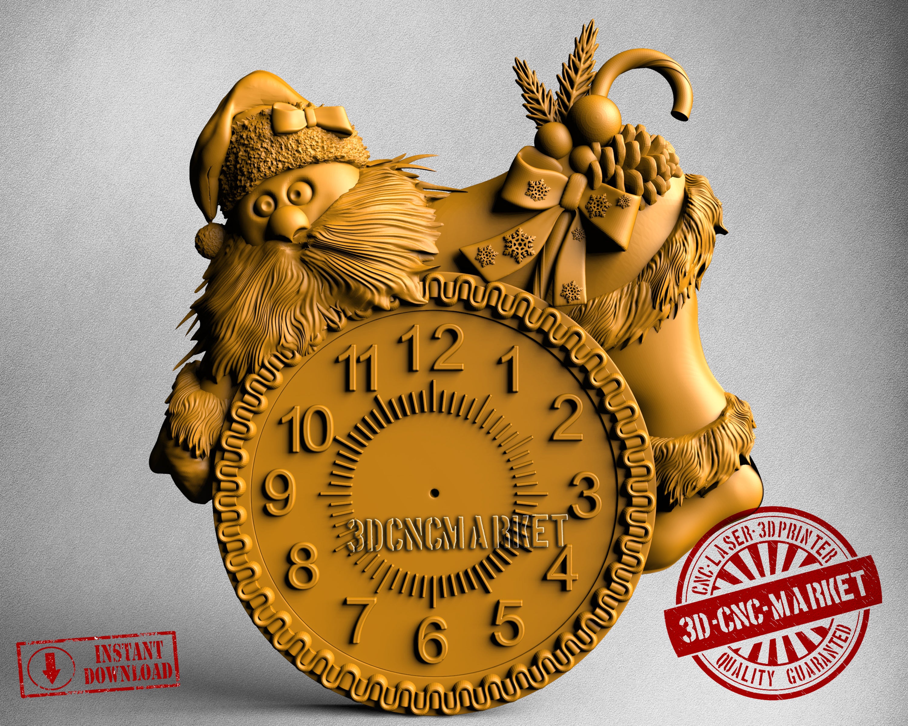 Santa Clock, 3D STL Model
