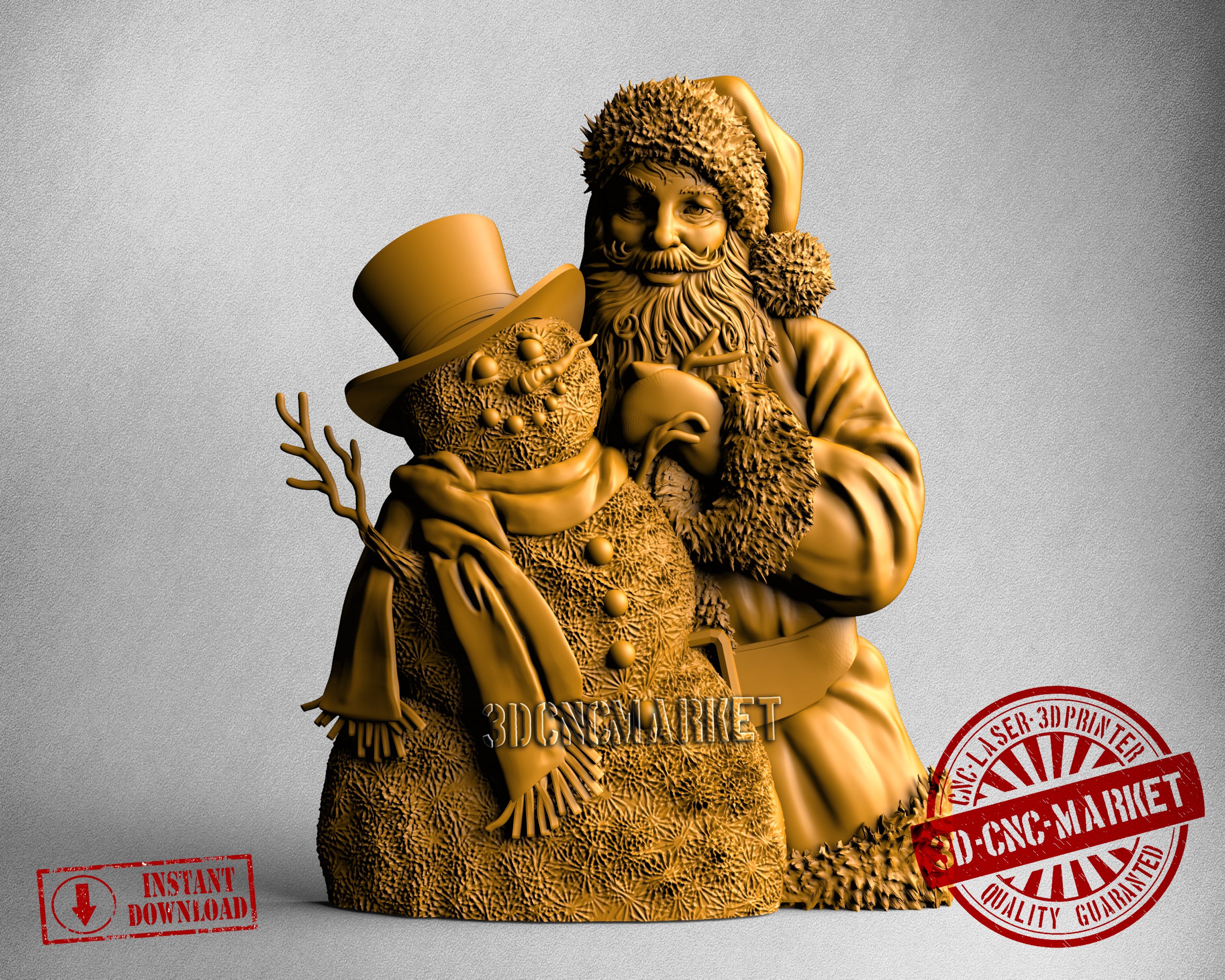 Santa and Snowman, 3D STL Model