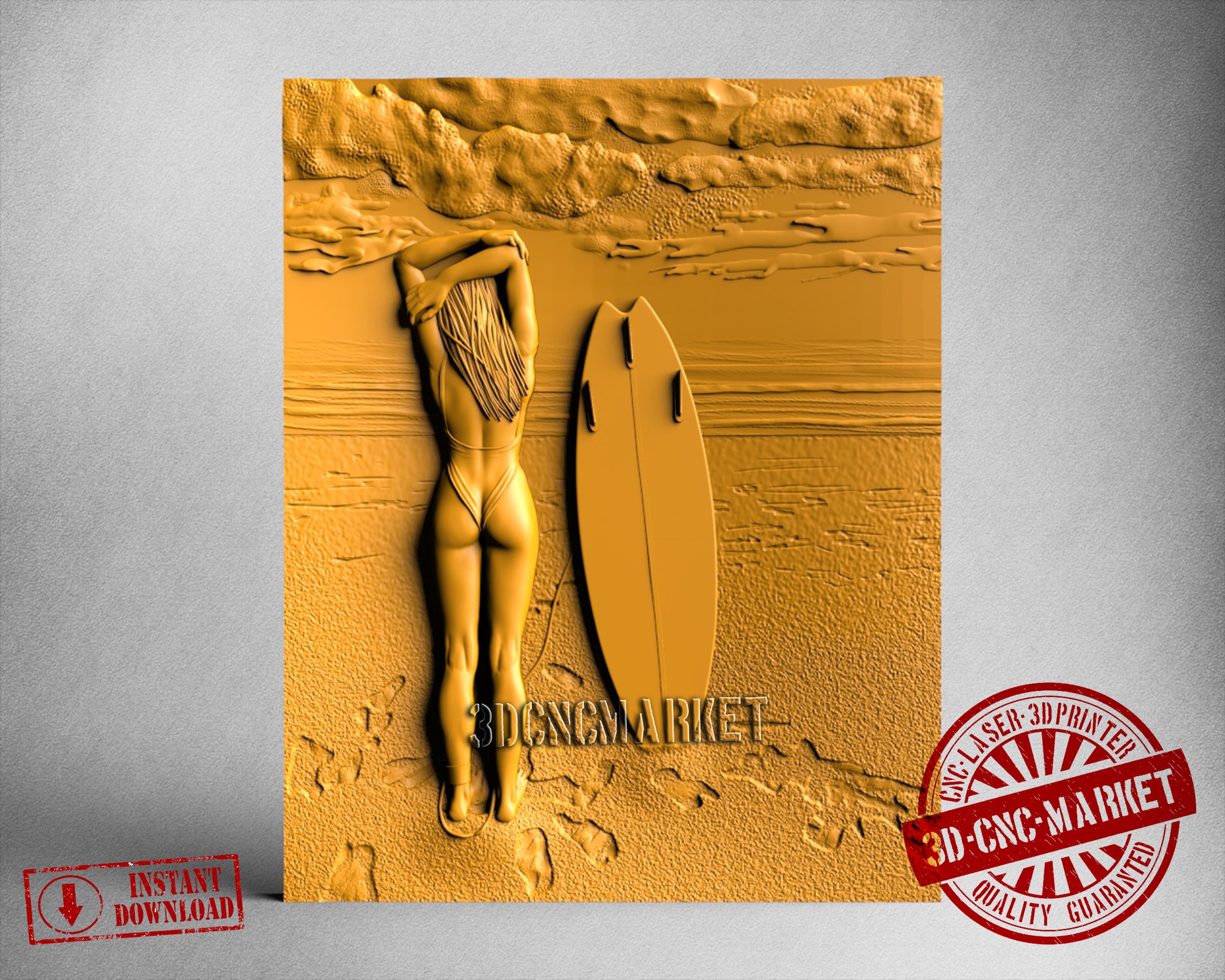 Surf Girl, 3D STL Model