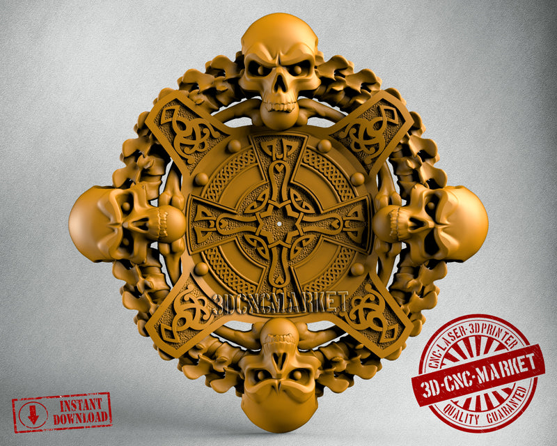 Skulls Clock, 3D STL Model