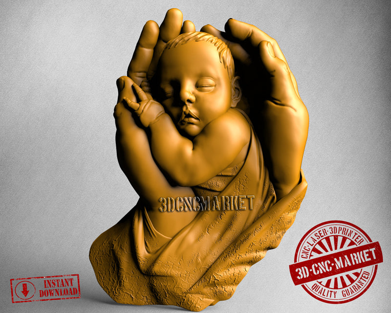 Hands and baby, 3D STL Model
