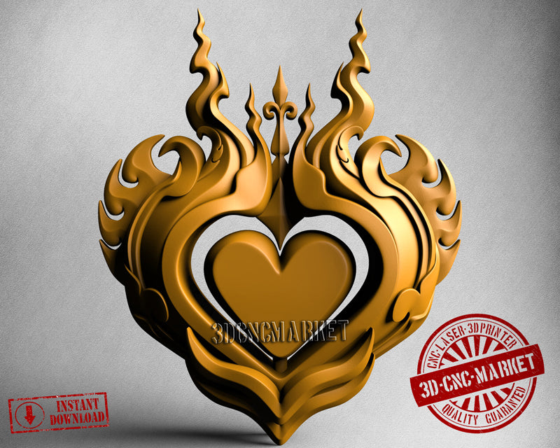 Flaming Heart, 3D STL Model