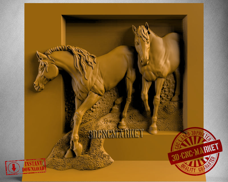 Two Horses, 3D STL Model