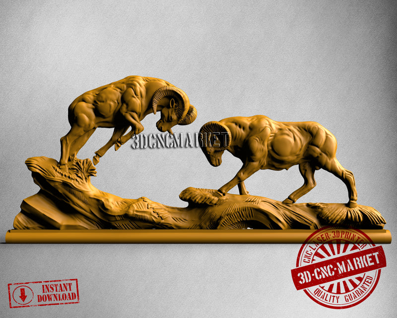Two Rams, 3D STL Model