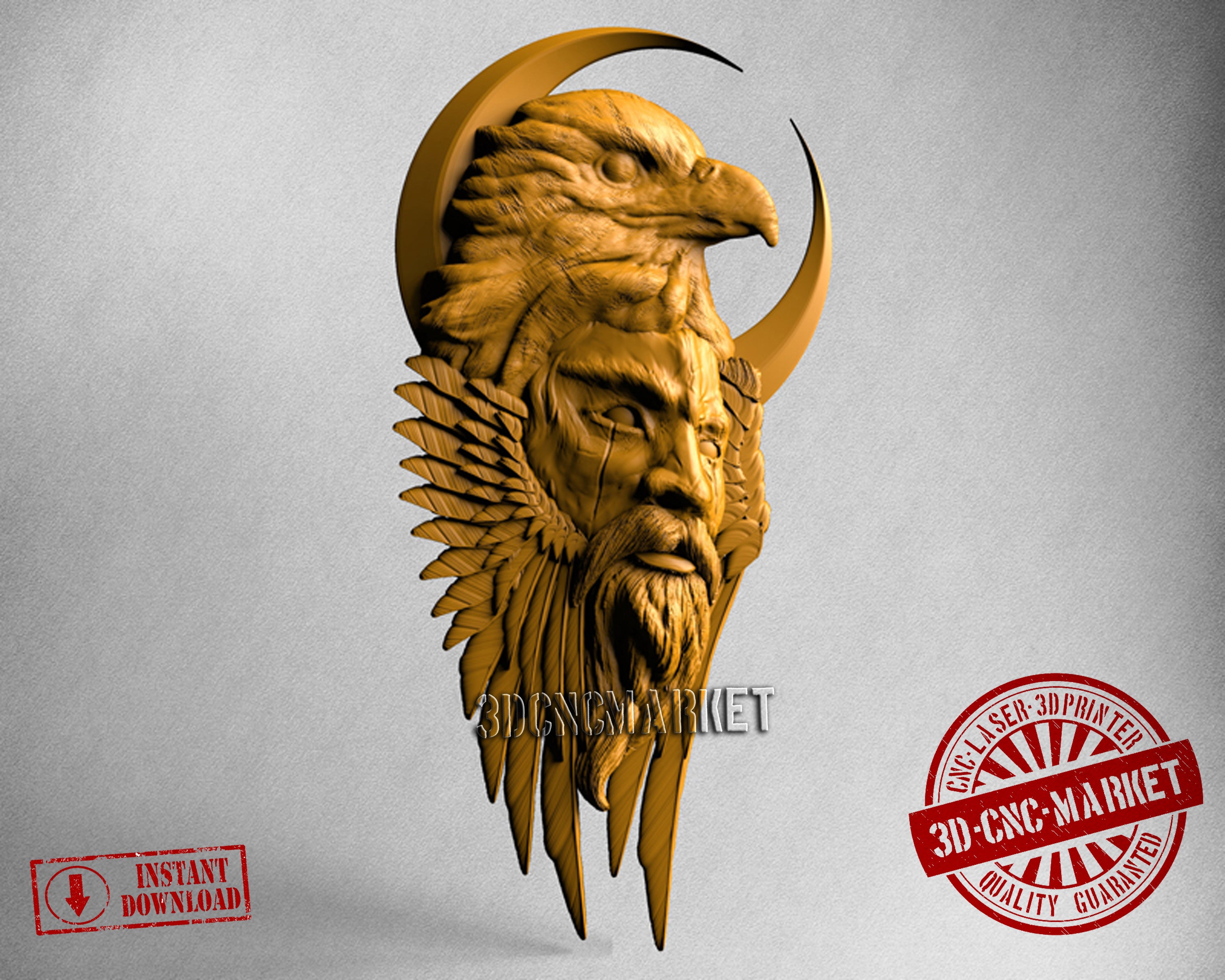 Forest Man with Eagle, 3D STL Model