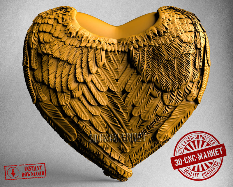 Heart Wings Full, 3D STL Model