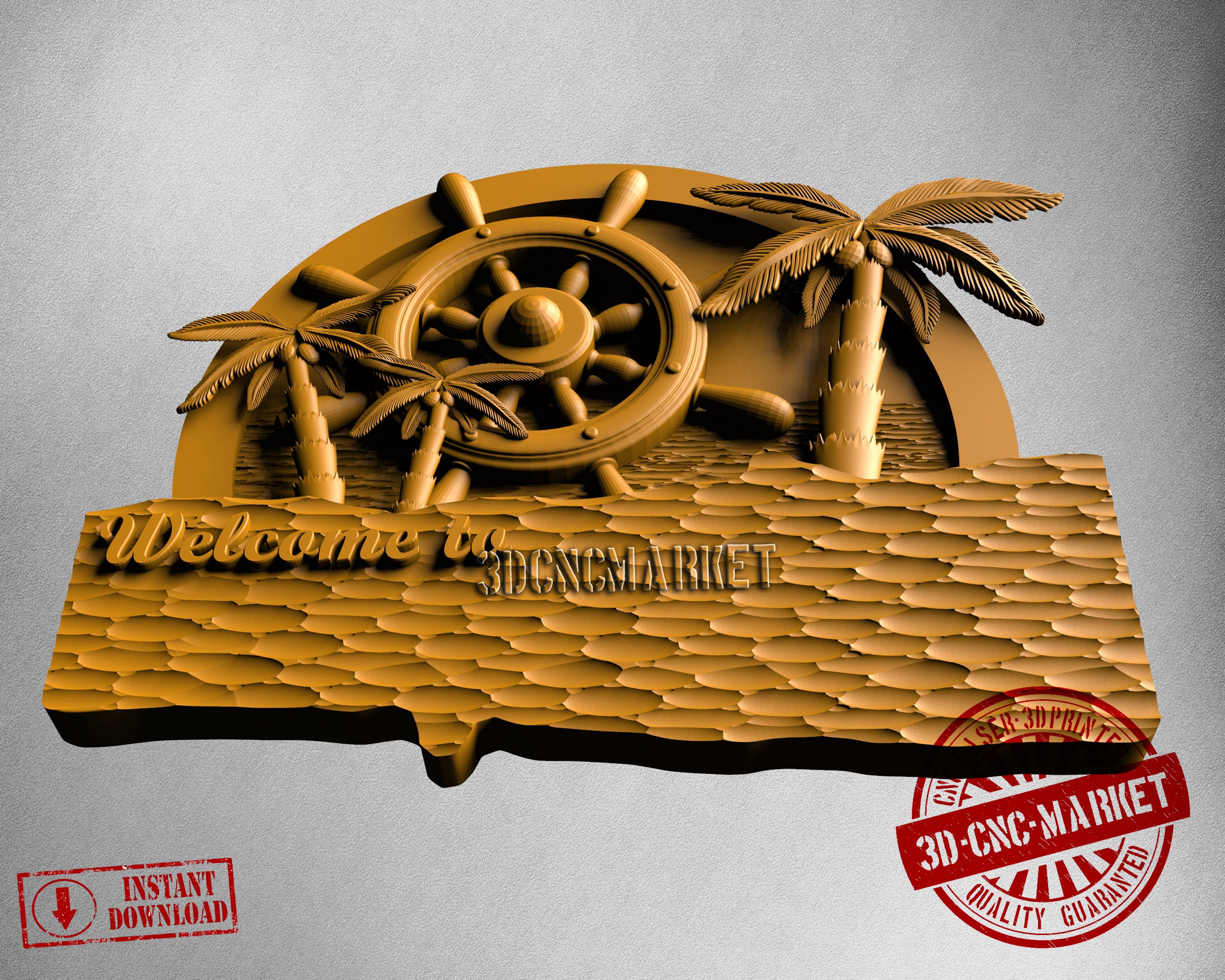 Welcome Wheel and Palm Trees, 3D STL Model