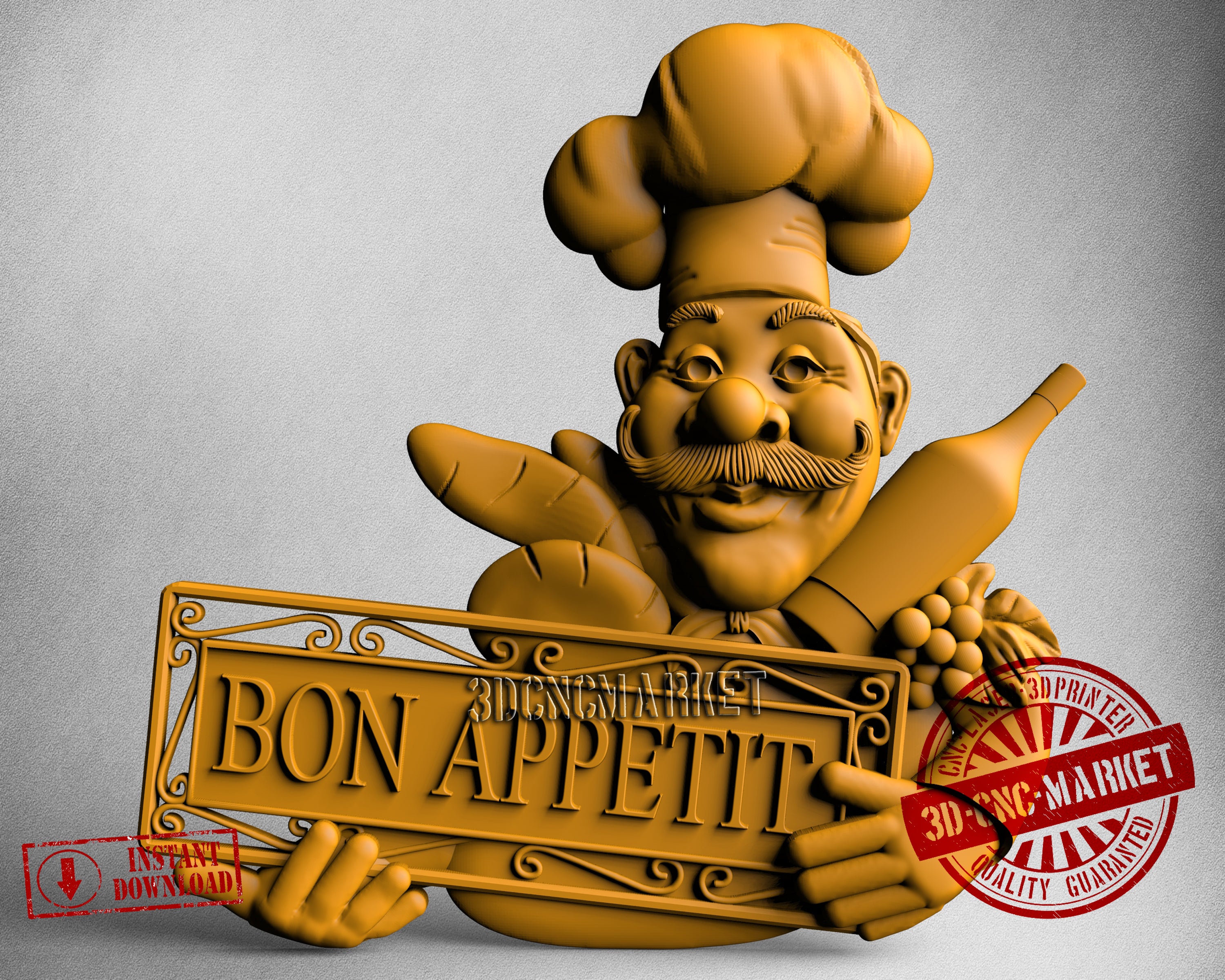 Boon Appetit Board Sign, 3D STL Model