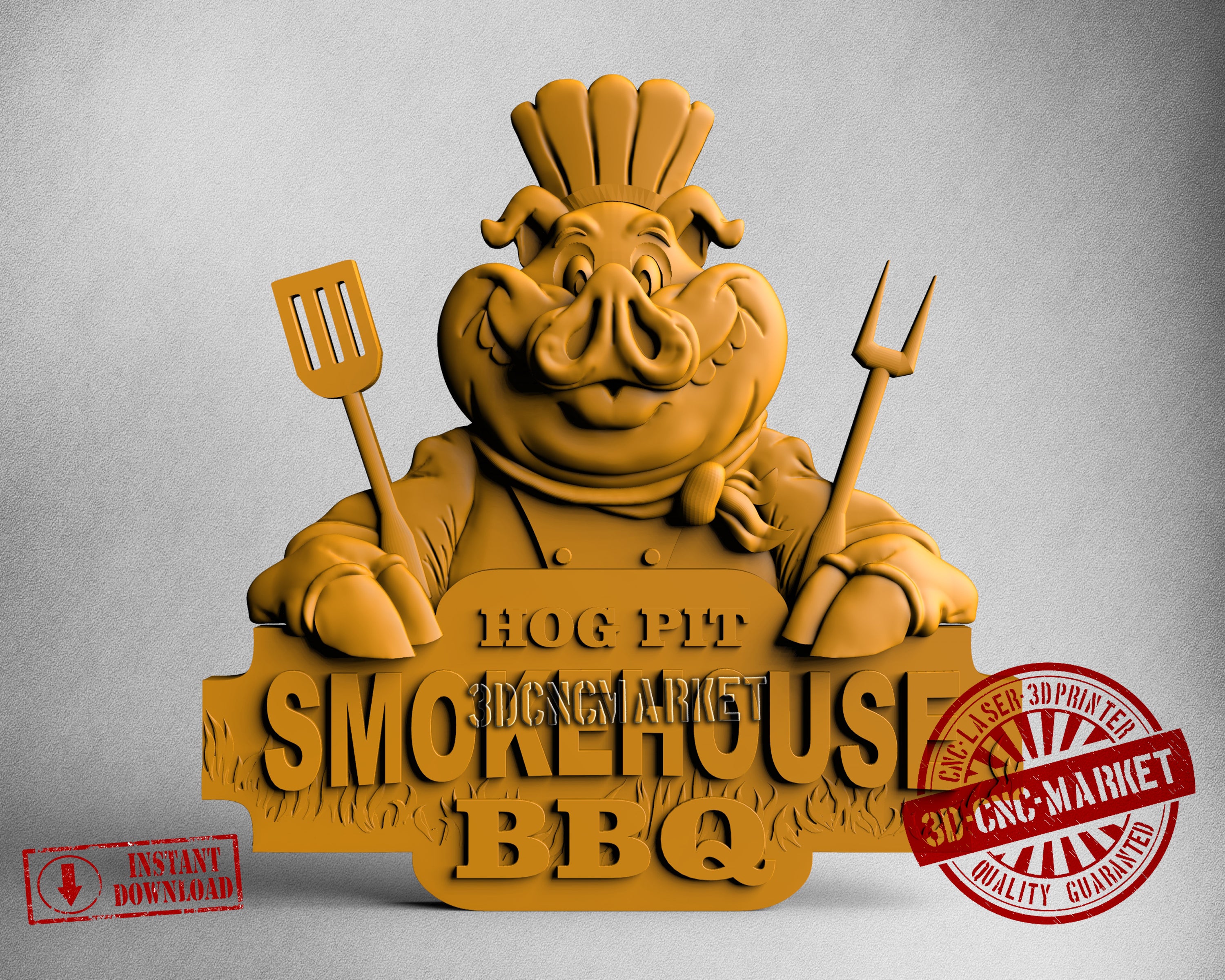 BBQ Sign, 3D STL Model