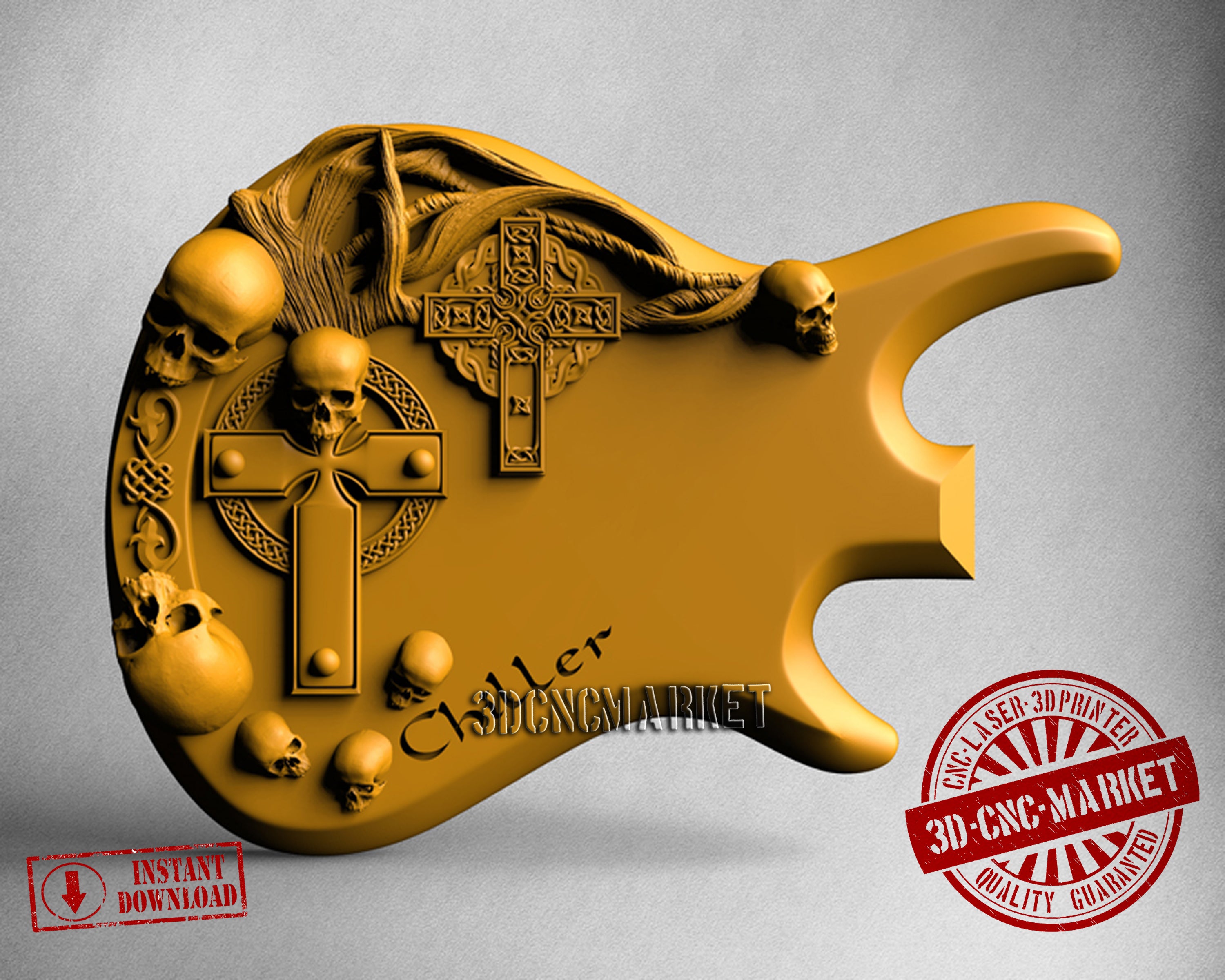 Skull Case Guitar, 3D STL Model