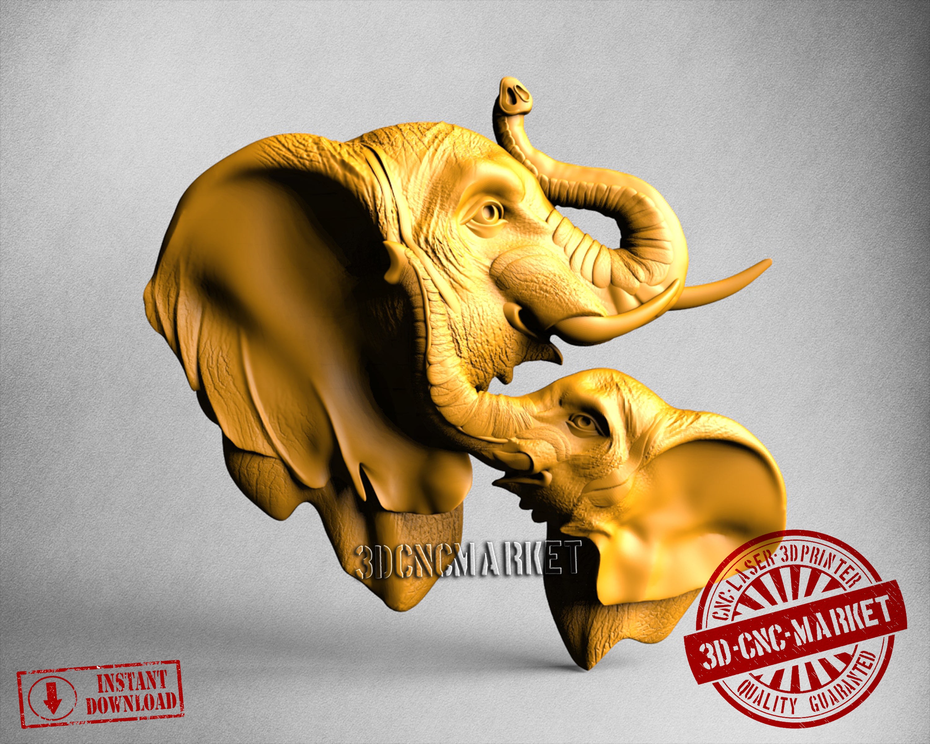 Elephants, 3D STL Model