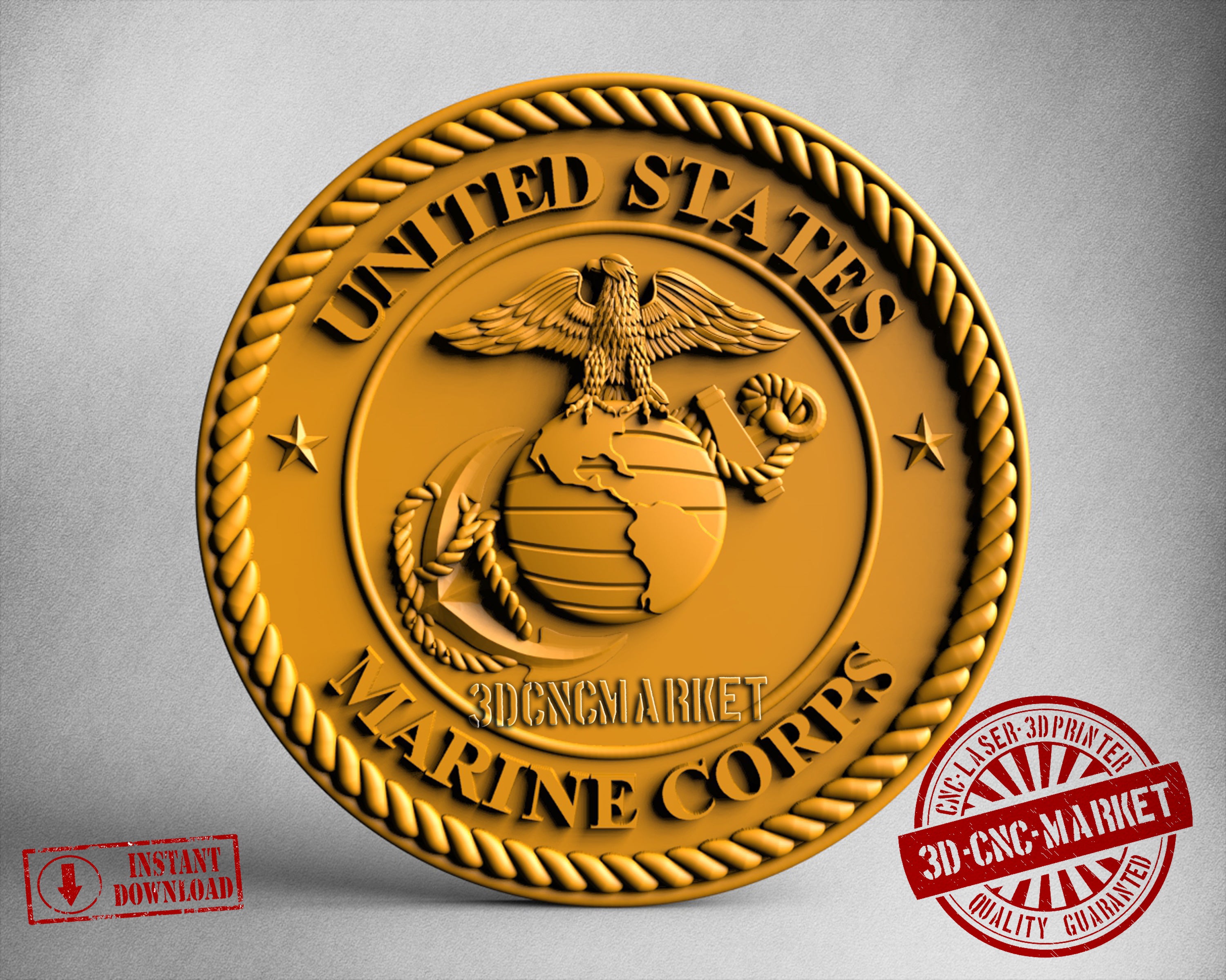 Marina Corps Medallion V2, 3D STL Model