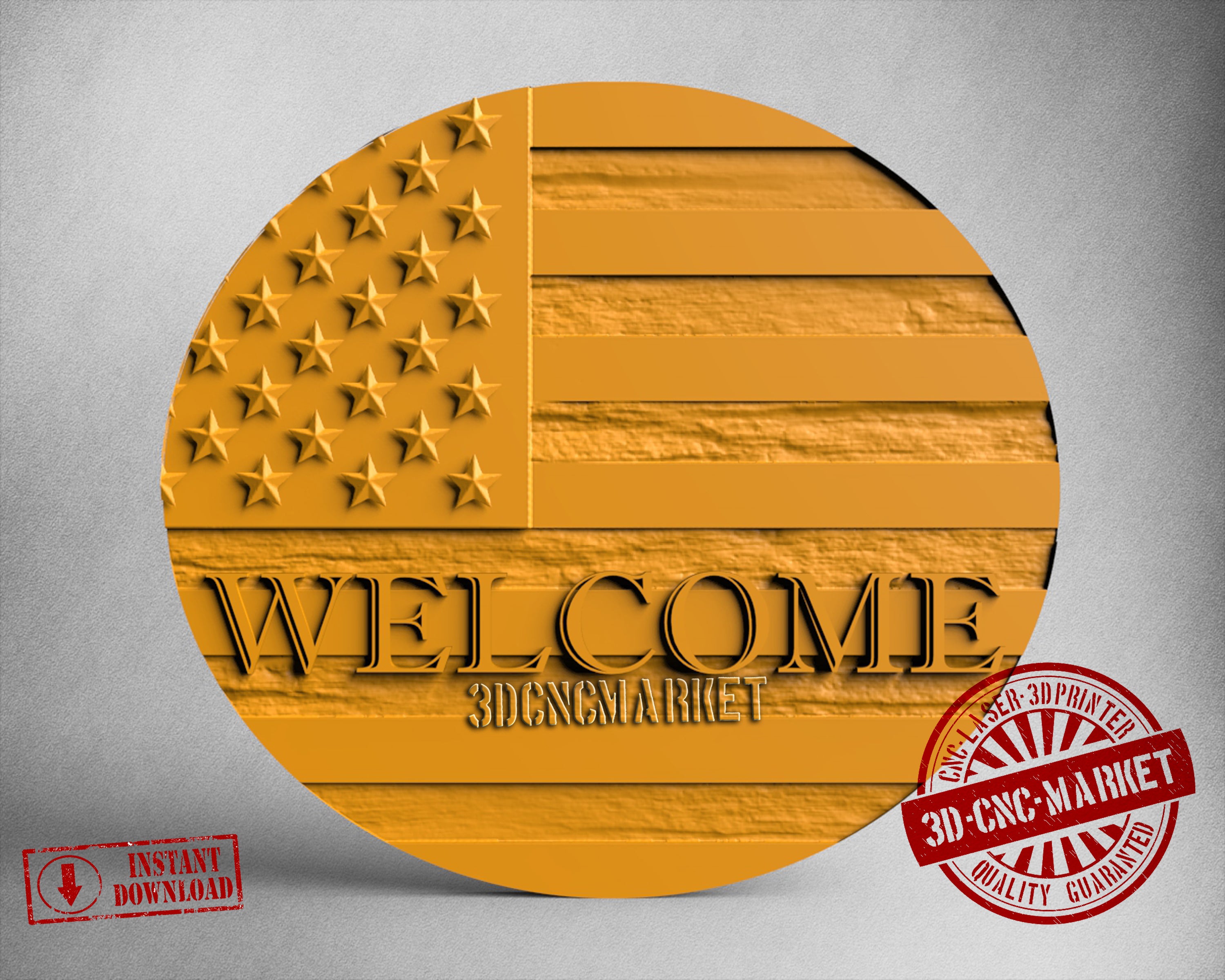 Welcome USA Flag, 3D STL Model