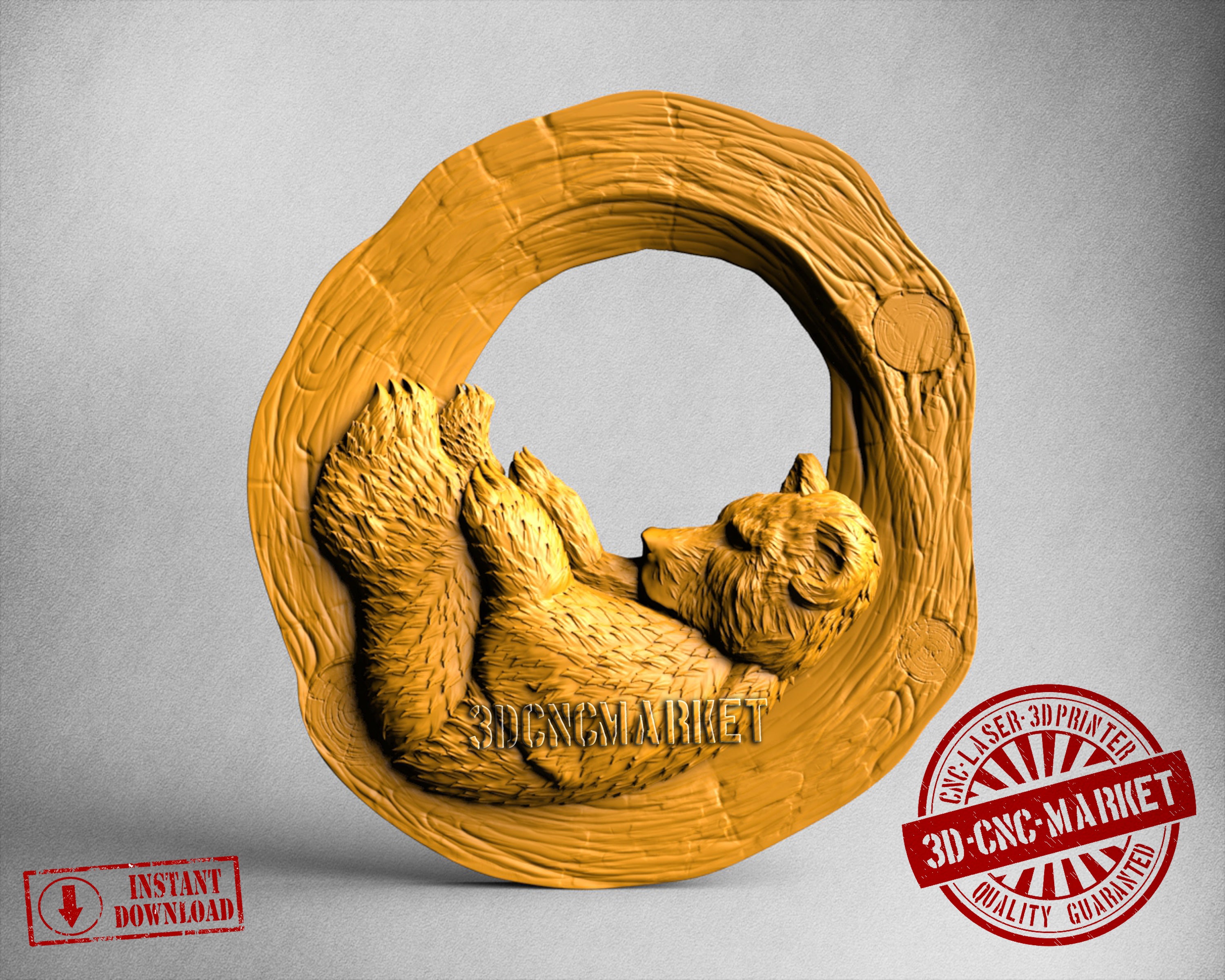 Bear in Wood, 3D STL Model