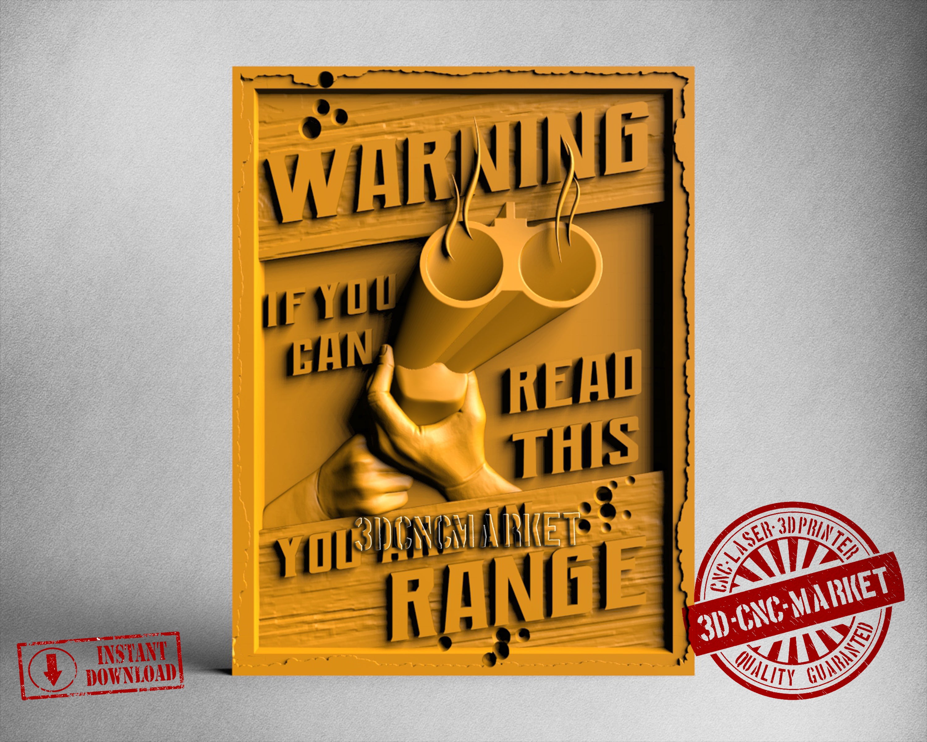 Warning Sign, 3D STL Model