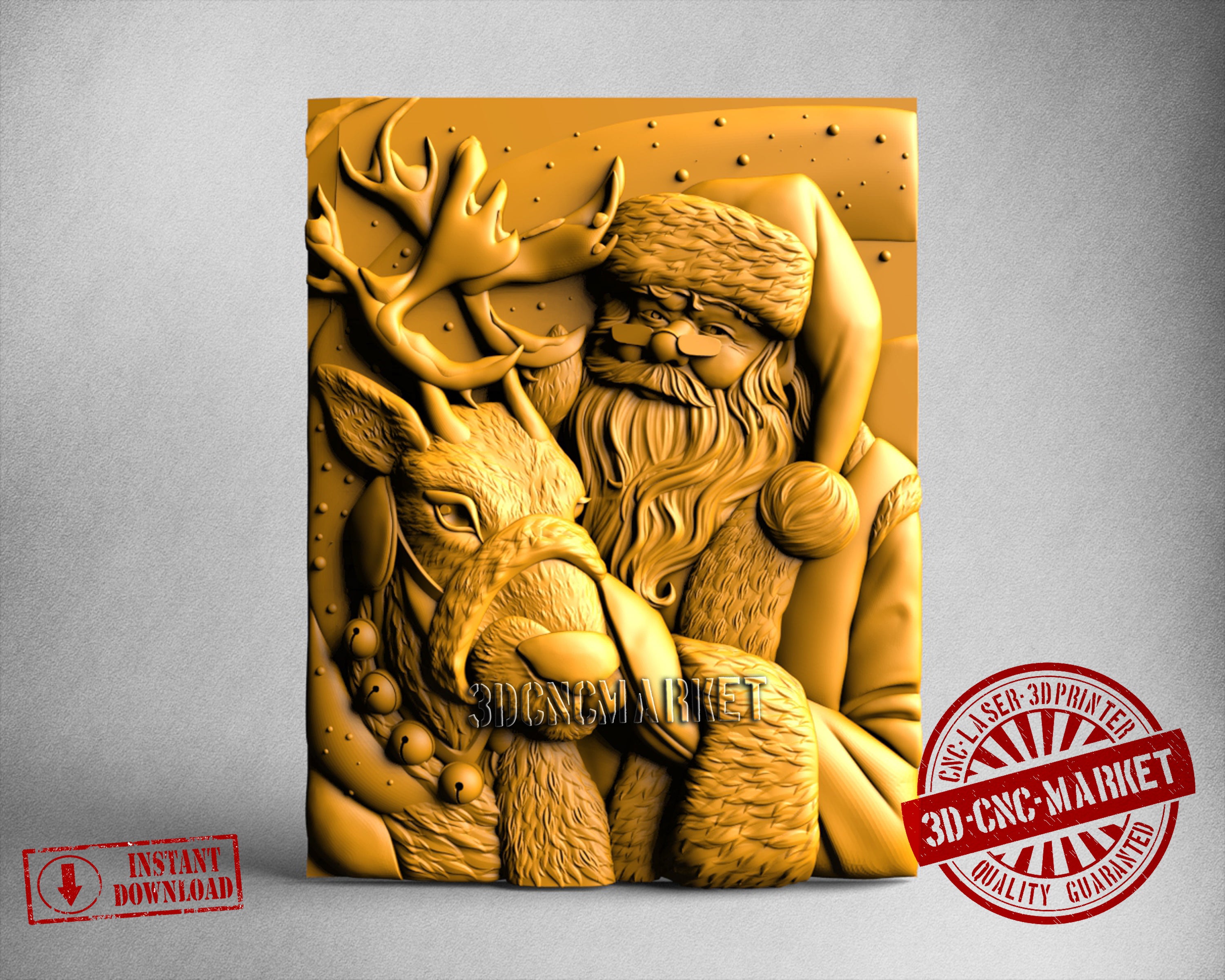 Santa with Deer, 3D STL Model