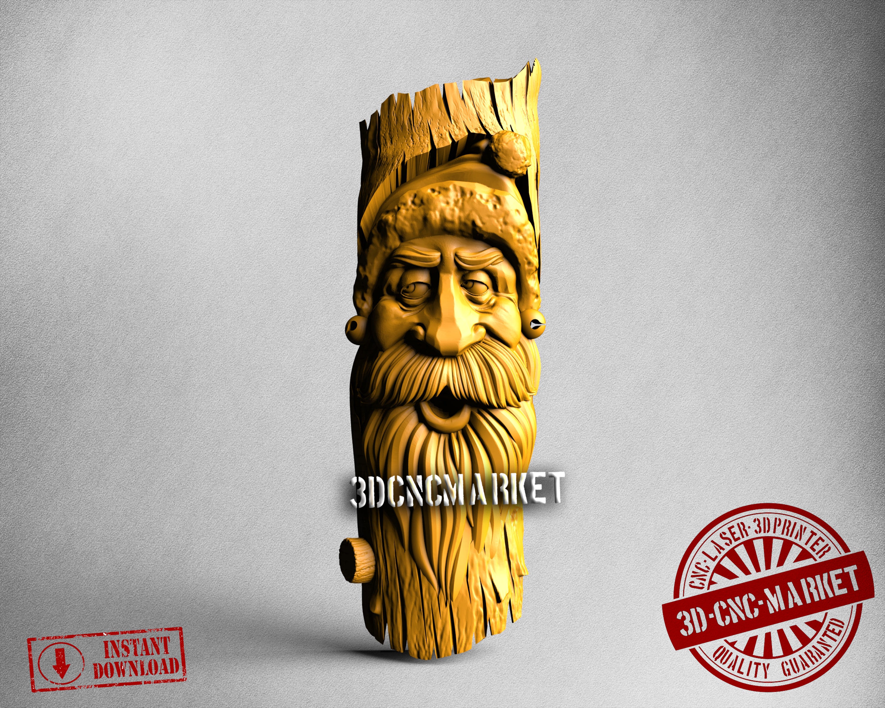 Santa Claus Wood v2, 3D STL Model